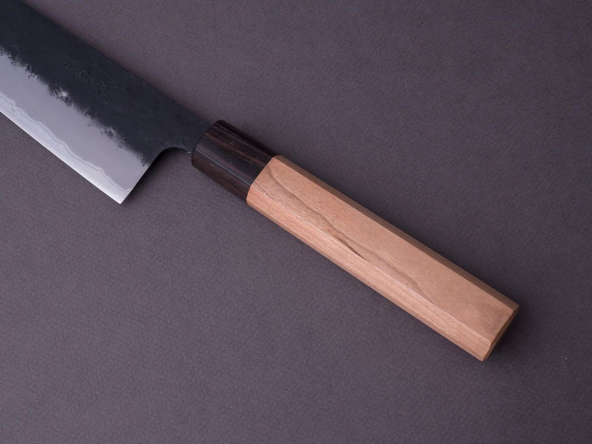 Hitohira - Futana - Super Blue - Kurouchi Nashiji - 240mm Gyuto - Cherry Handle - Image 5
