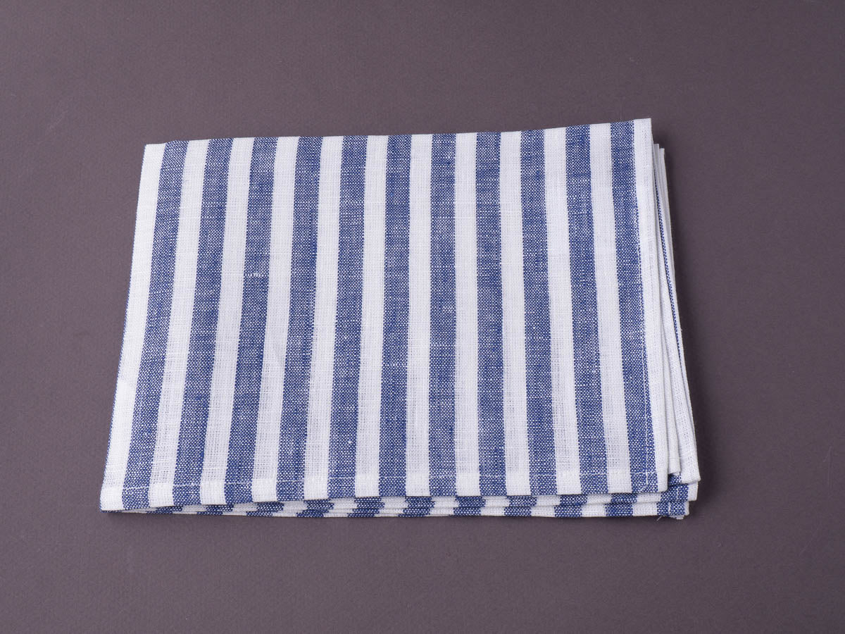 Fog Linen - Linen Kitchen Cloth - Blue + White Stripe
