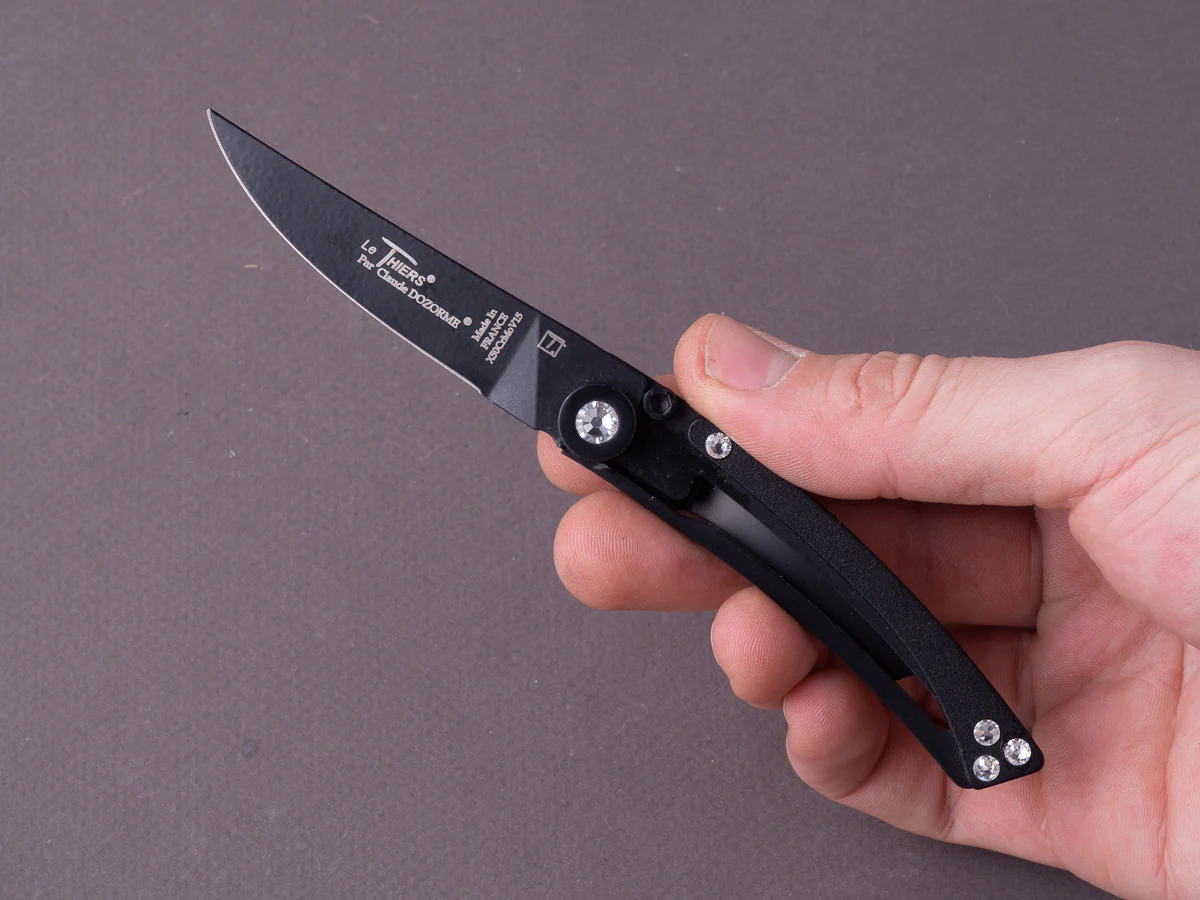 Dozorme x Swarovski - Thiers - Liner Lock - Black w/ Crystal Studs - Image 4