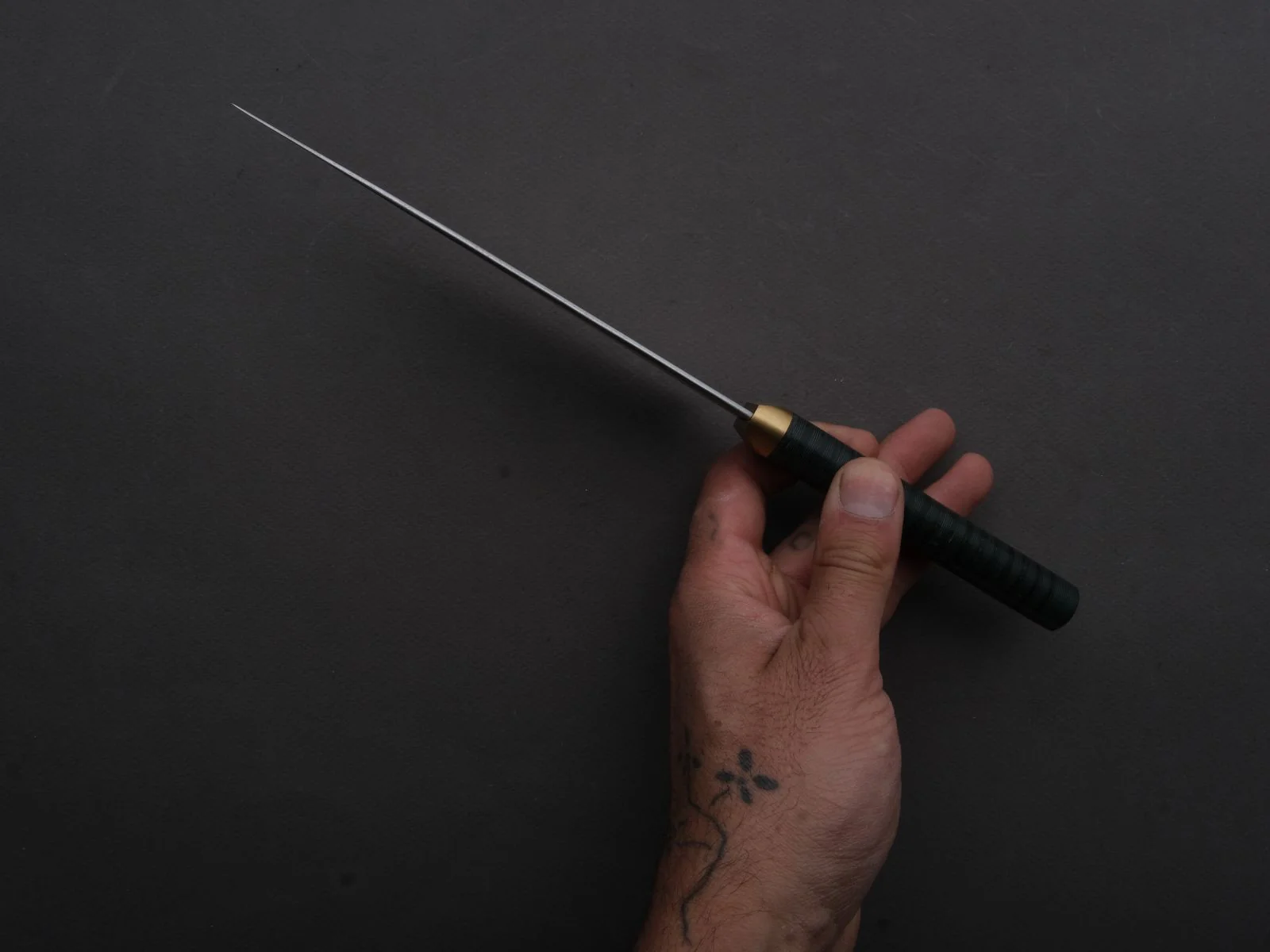 Florentine Kitchen Knives - Stainless - Petty - 155mm - Stacked Green Composite and Black Leather Handle - Image 7