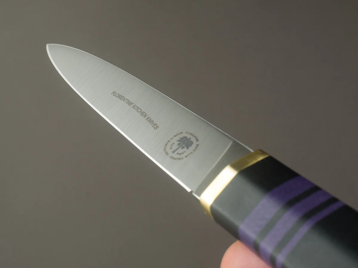 Florentine Kitchen Knives - Steak/Table Knives - Black and Purple Handle w/ Brass - Set of 4 - Image 8