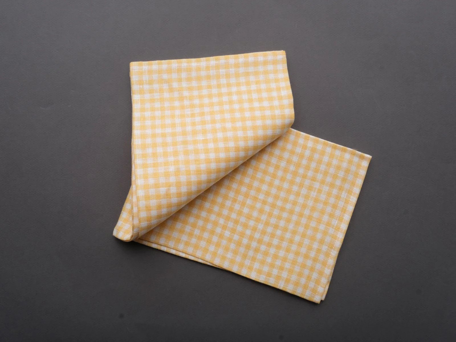 Fog Linen - Linen Kitchen Cloth - "Keily" Yellow + White Check - Image 3