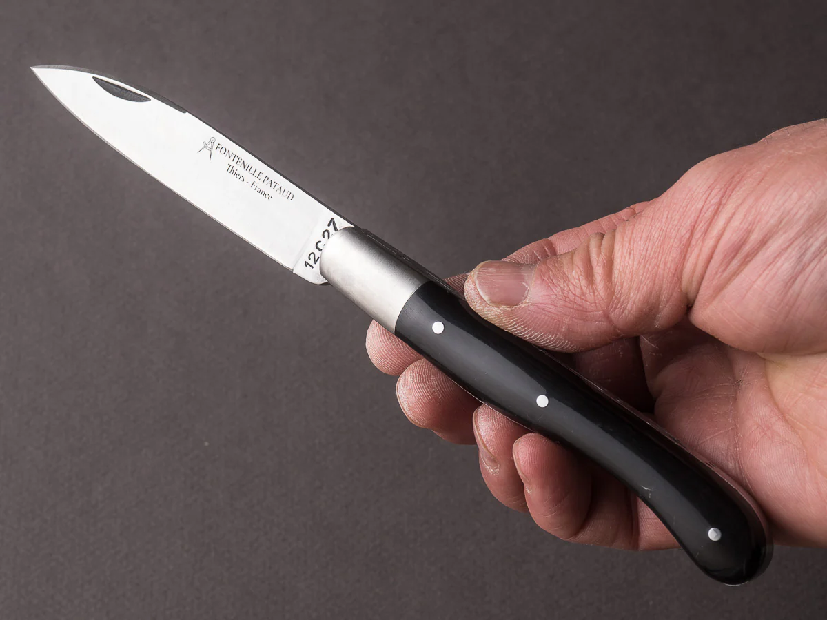 Fontenille-Pataud - Aurillac Shepard's - 110mm Folding Knife - Spring System - Black Cow Horn Handle - Image 3