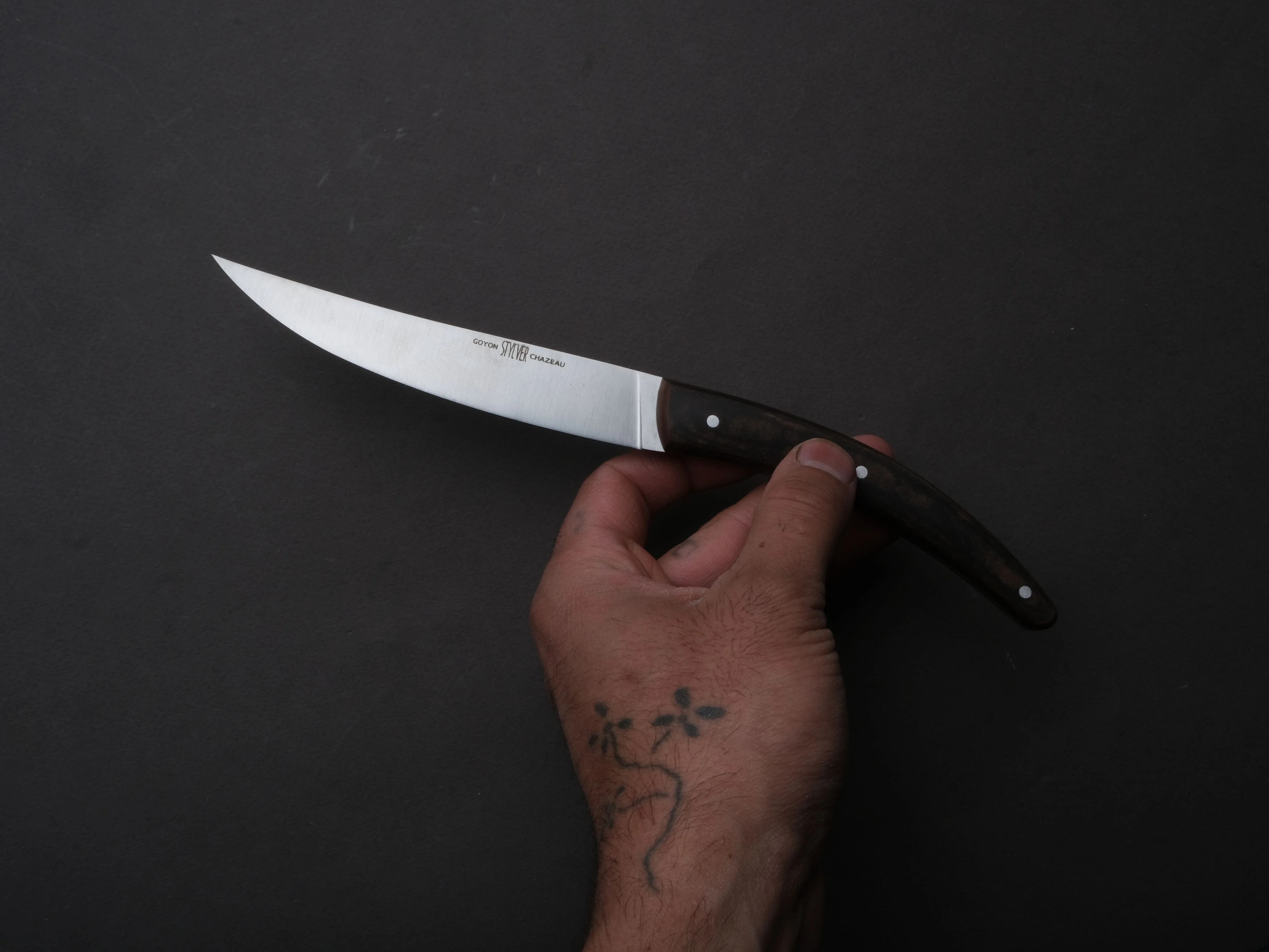 Goyon Chazeau - Styl'ver Brasserie - Steak/Table Knives - Moka Paperstone Handles - Set of 6