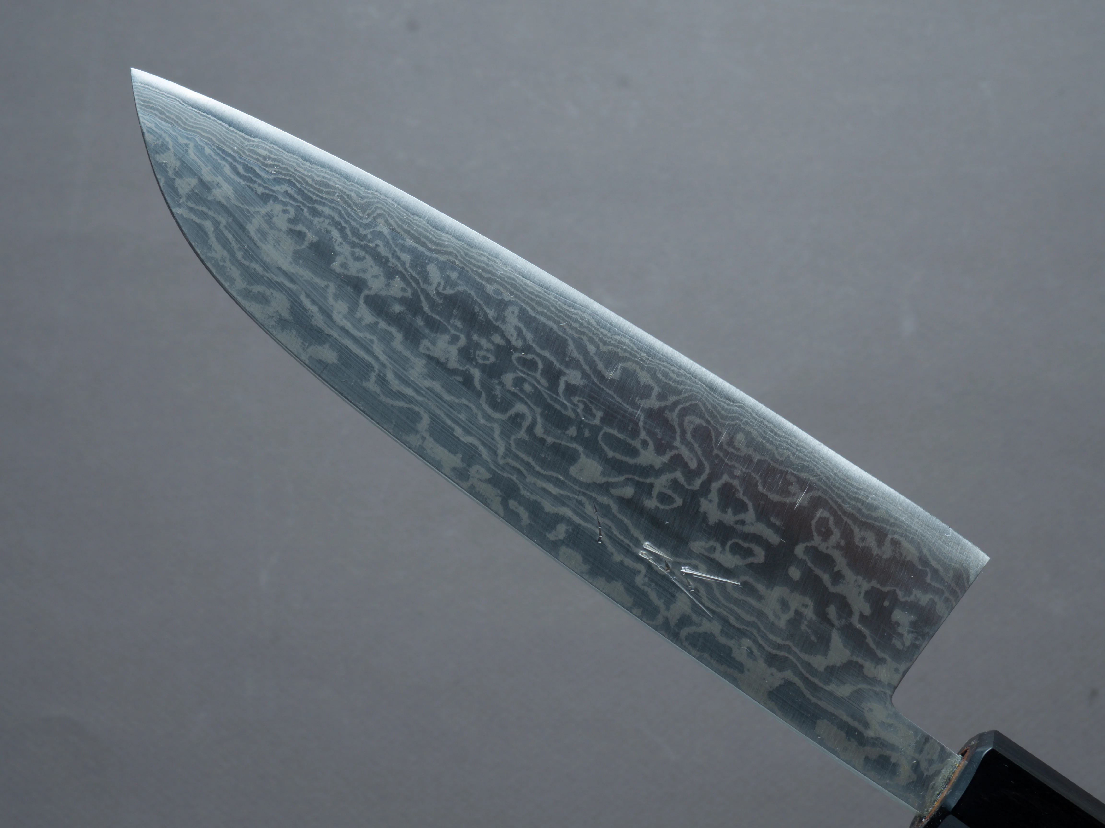 Hitohira - Harima Forged - Blue #2 - Stainless Clad - Nickel Damascus - Santoku - 165mm - Walnut Handle - Image 4