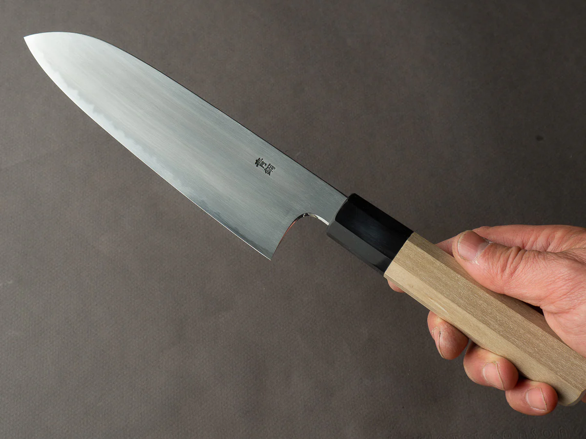 Hitohira - Gorobei x Rikichi - Blue #2 Kasumi - 165mm Santoku - Ho Wood Handle - Image 5