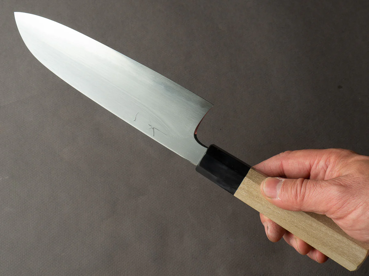 Hitohira - Gorobei x Rikichi - Blue #2 Kasumi - 165mm Santoku - Ho Wood Handle - Image 6