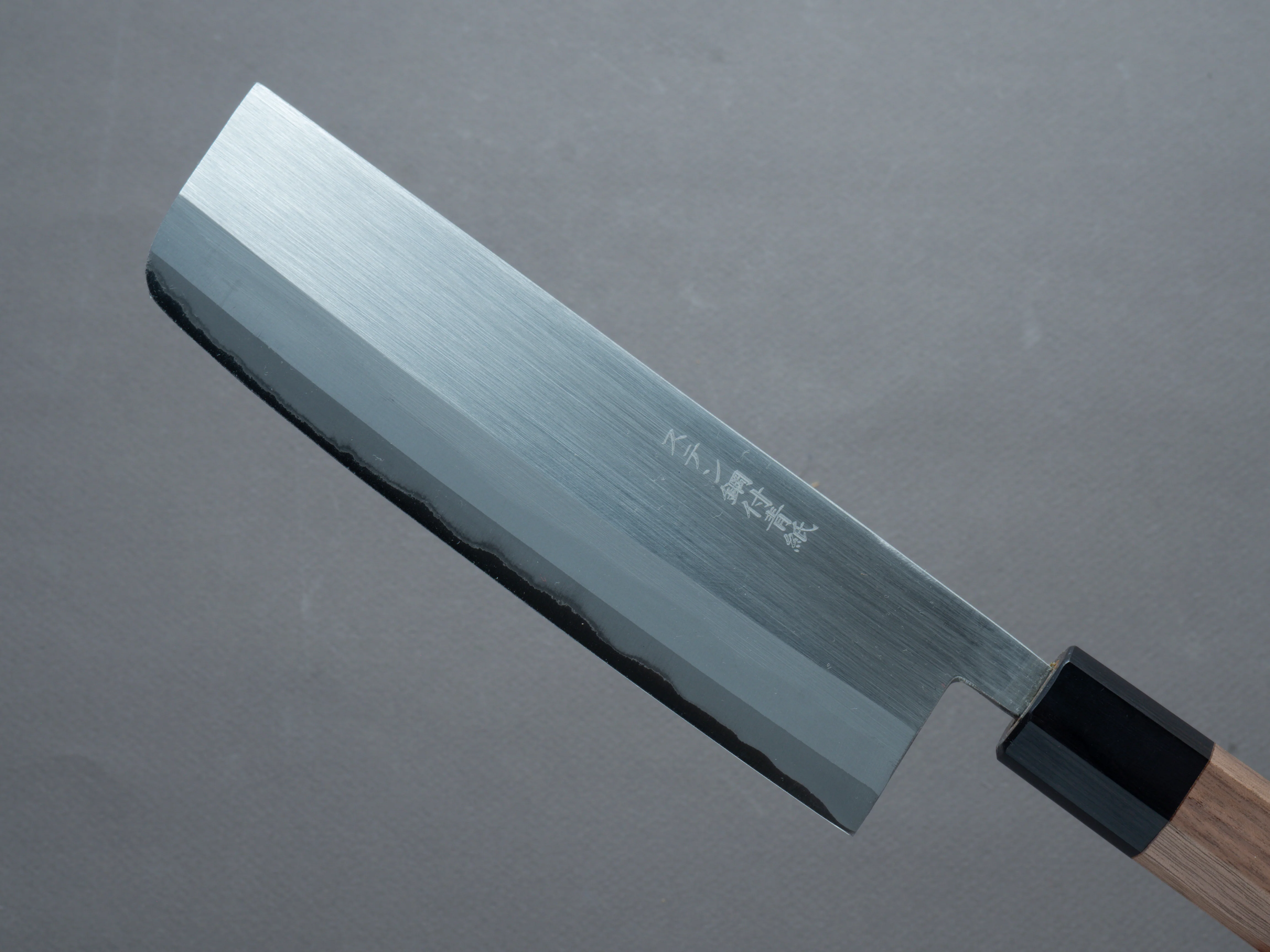 Hitohira - Harima Forged - Blue #2 - Stainless Clad Migaki - Nakiri - 165mm - Walnut Handle - Image 3