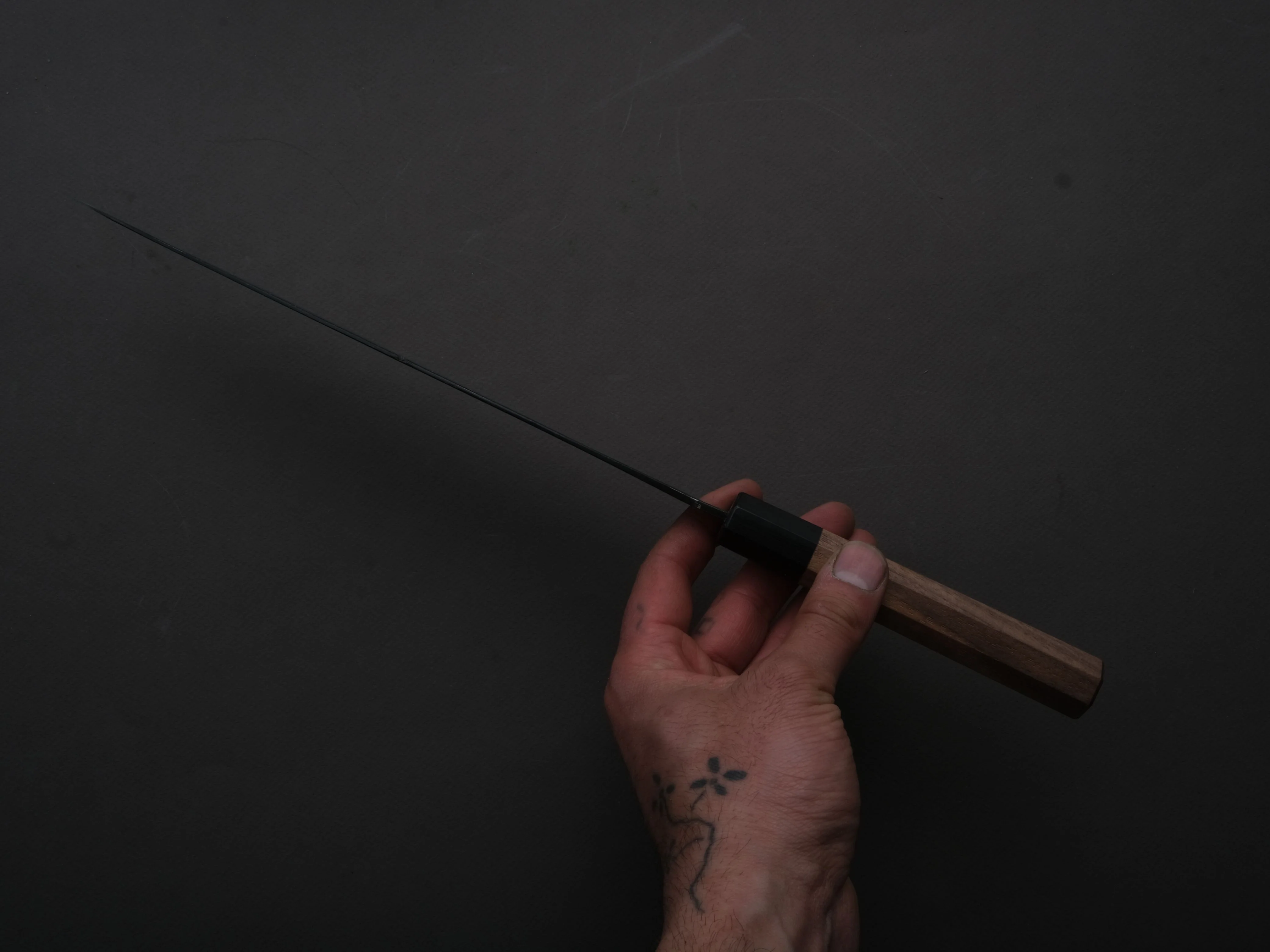 Hitohira - Hizen - Blue #1 - Kurouchi - Sujihiki - 240mm - Walnut Handle - Image 5