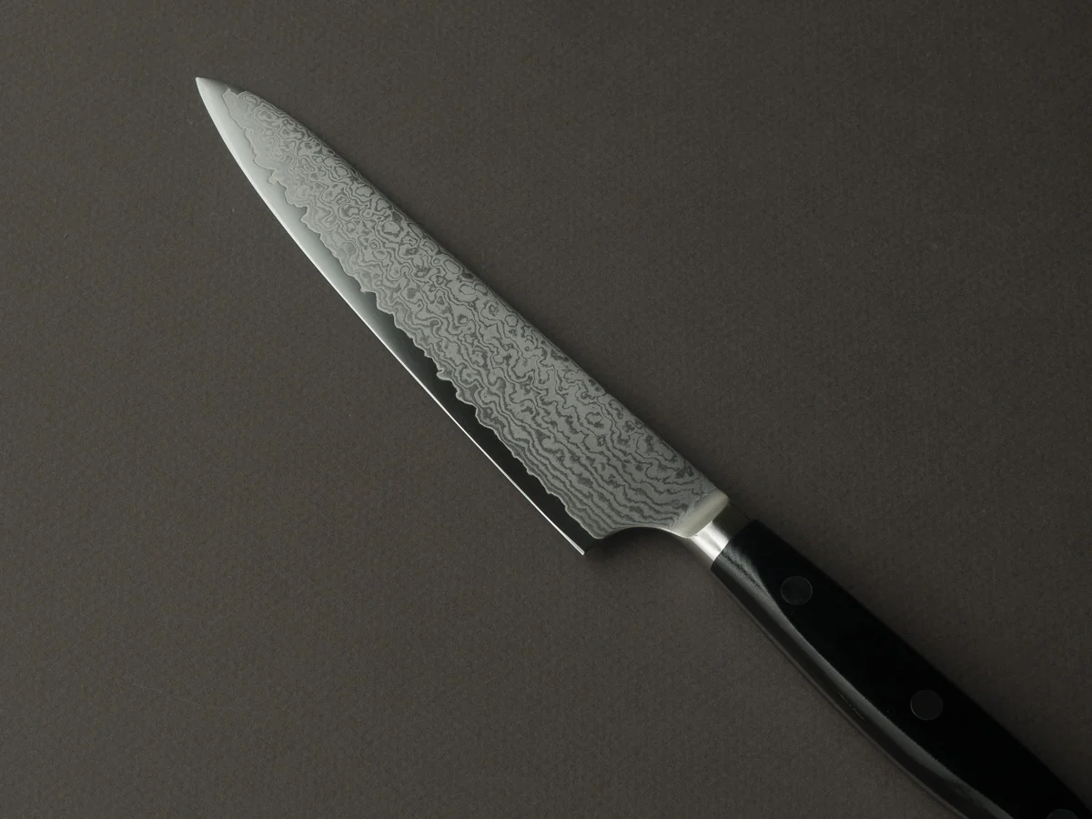 Hitohira - Imojiya TH - VG10 - Damascus - Petty - 150mm - Linen Micarta Western Handle - Image 3