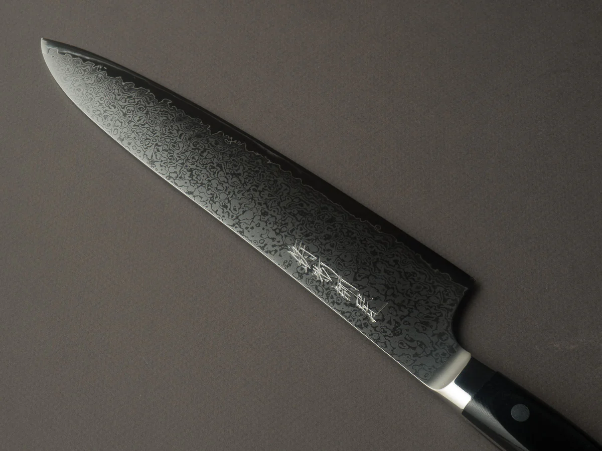 Hitohira - Imojiya TH - VG10 - Damascus - Gyuto - 240mm - Linen Micarta Western Handle - Image 11