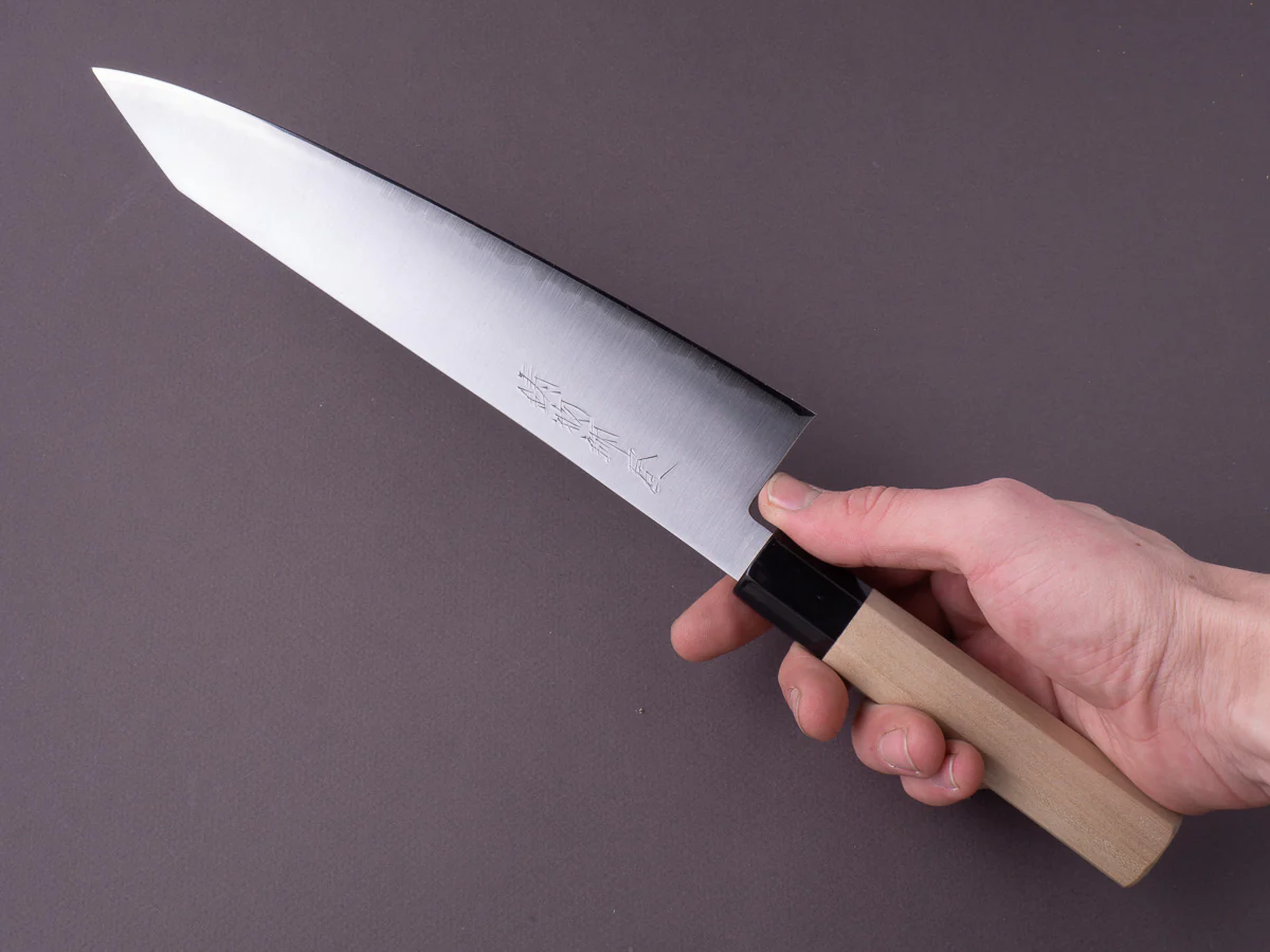 Hitohira - Imojiya TH - Super Blue Stainless Clad - 240mm Kiritsuke Gyuto - Ho Wood Handle - Image 2