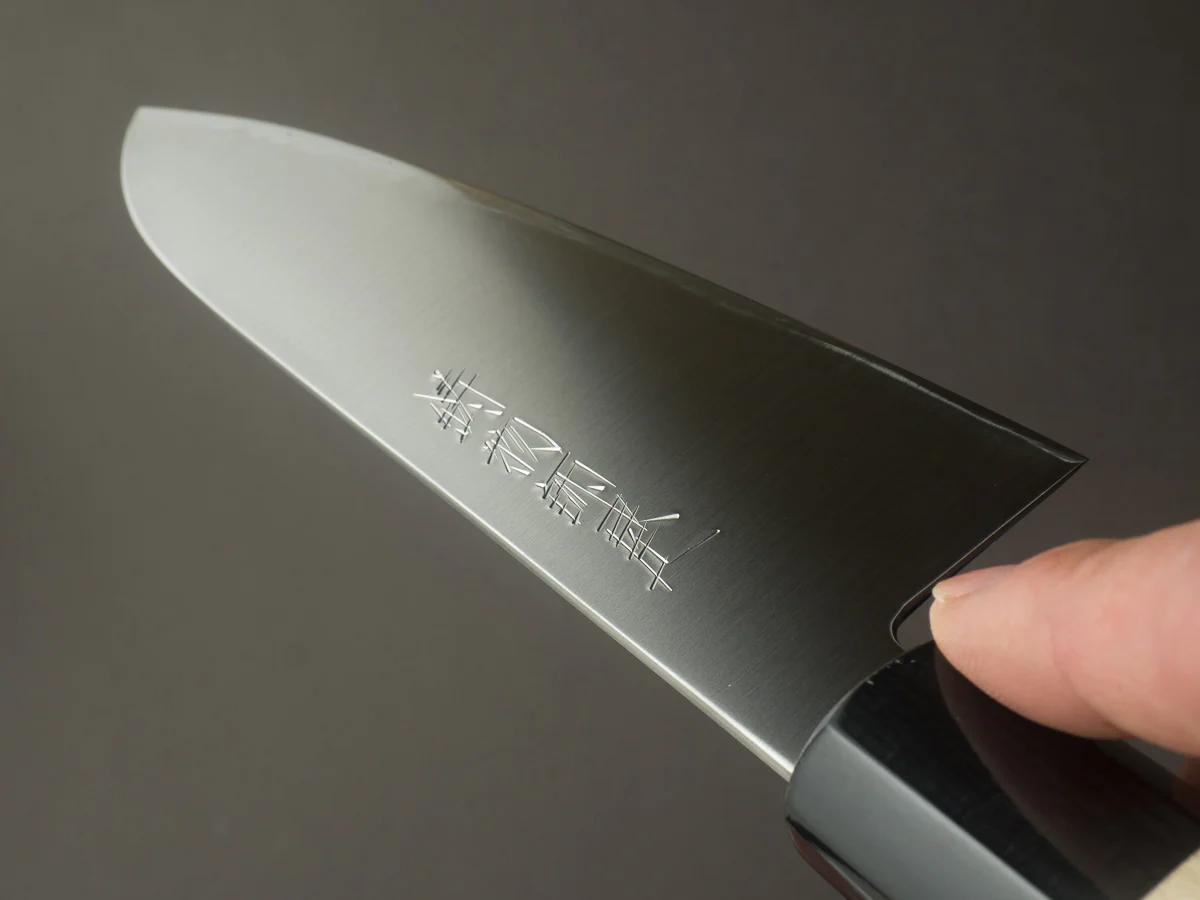 Hitohira - Imojiya TH - Super Blue Stainless Clad - Santoku - 180mm - Ho Wood Handle - Image 11