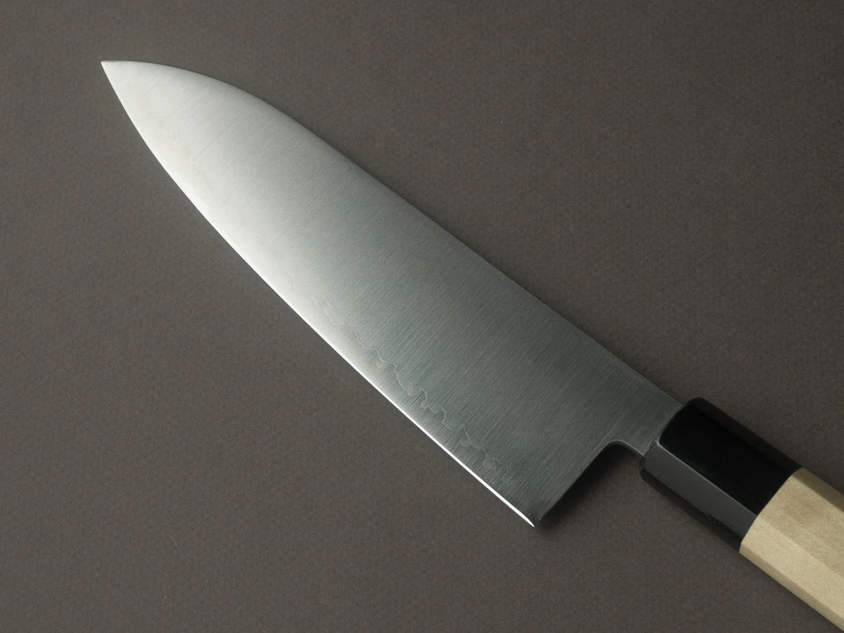 Hitohira - Imojiya TH - Super Blue Stainless Clad - Santoku - 180mm - Ho Wood Handle - Image 3