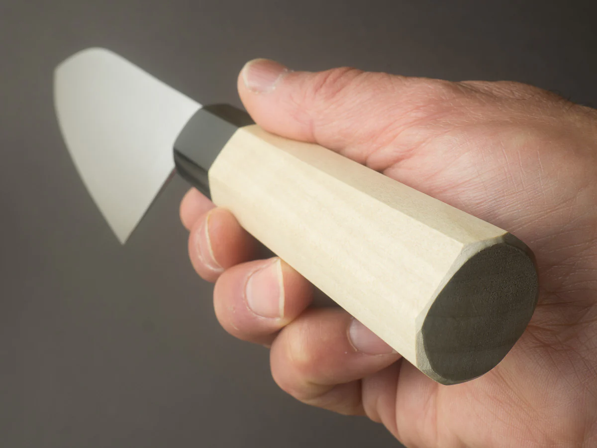 Hitohira - Imojiya TH - Super Blue Stainless Clad - Santoku - 180mm - Ho Wood Handle - Image 9