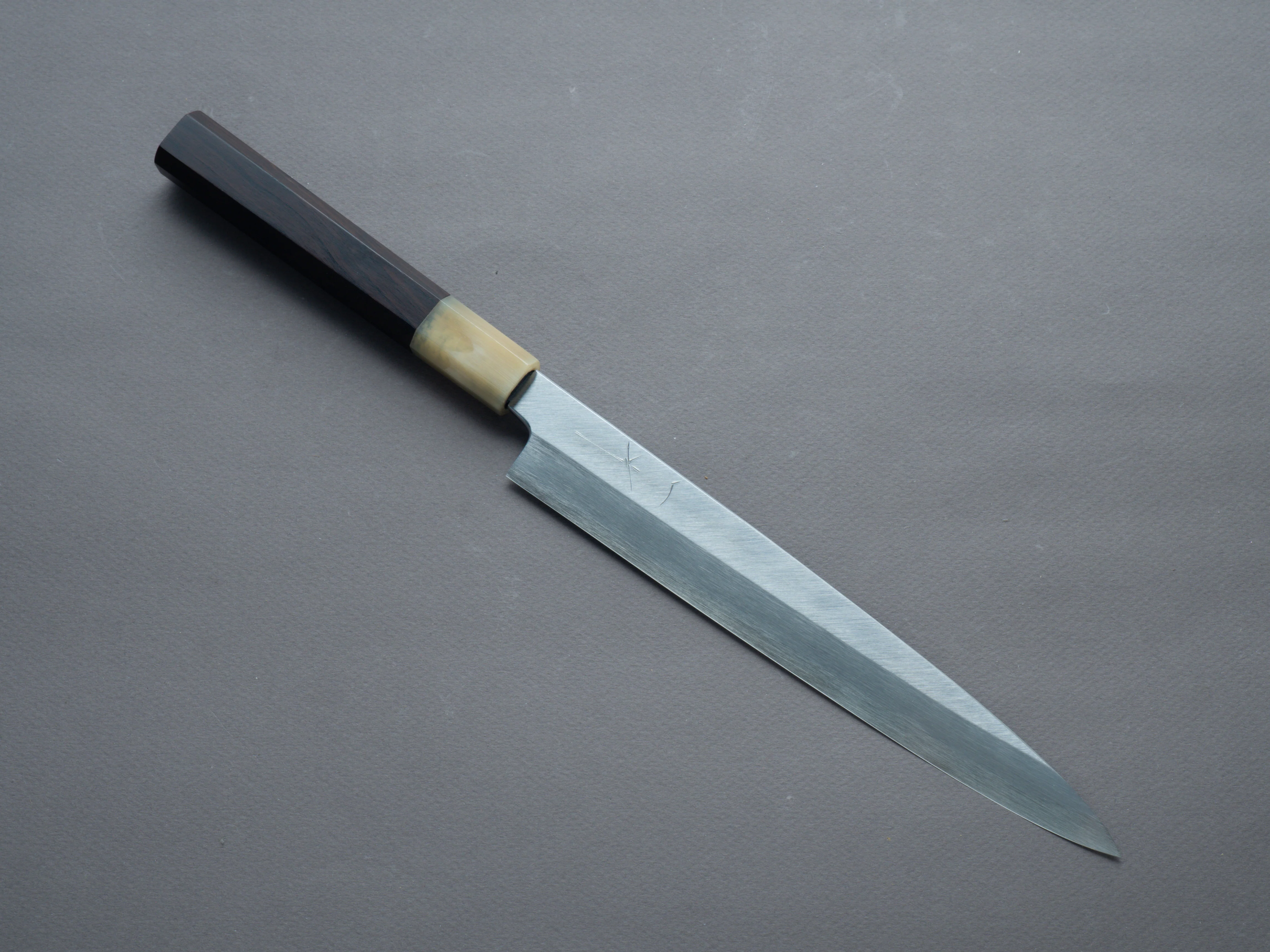 Hitohira - Kikuchiyo x Manzo - Blue #2 - Yanagiba - 210mm - Ebony Handle - Saya - Image 2