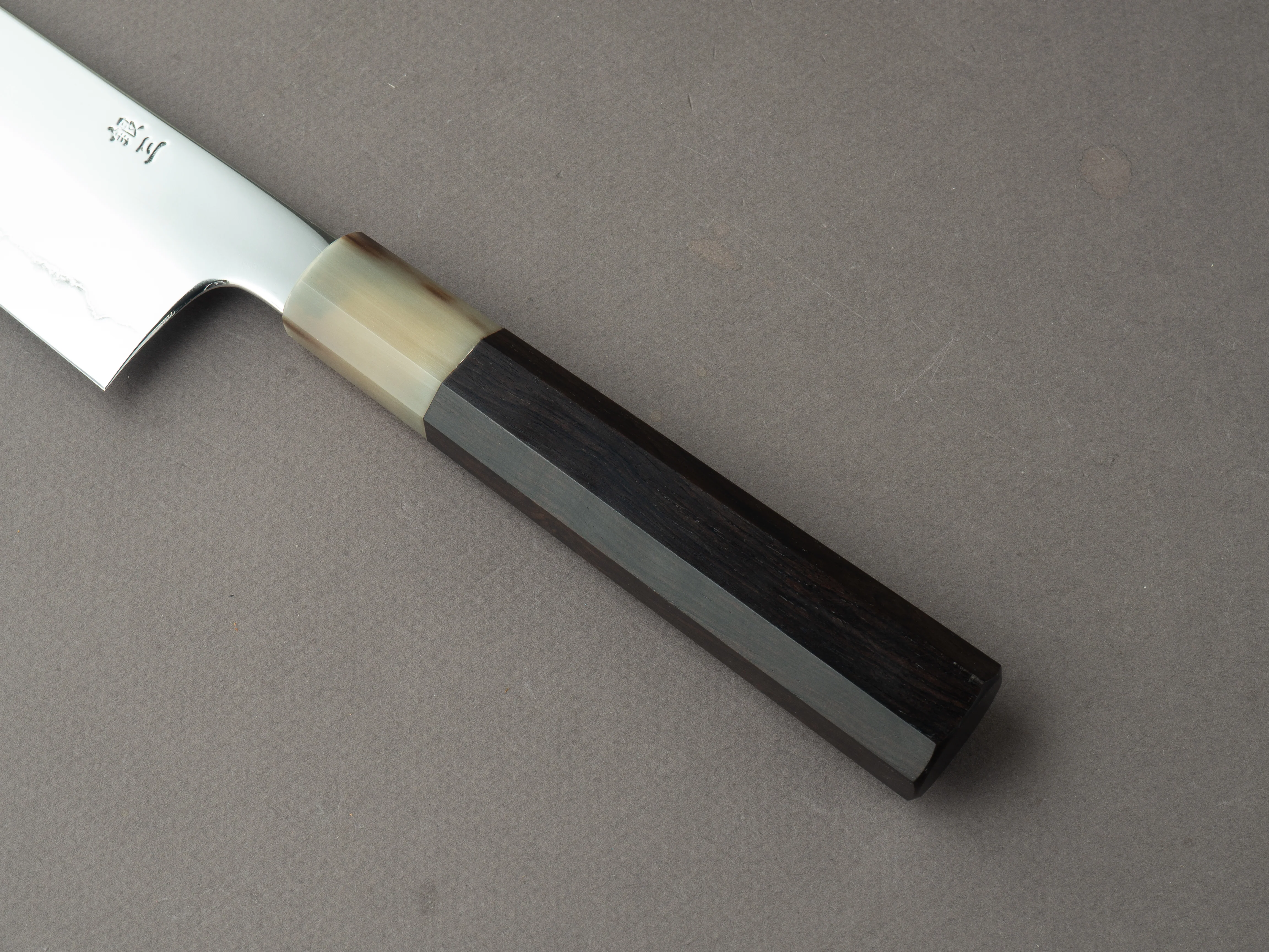 Hitohira - Kikuchiyo x Rou - Silver #3 - Fully Mirror Polished - 210mm Gyuto - Ebony Handle - Image 5