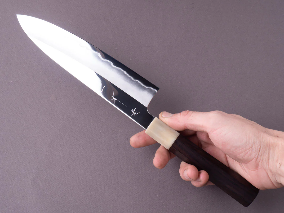 Hitohira - Kikuchiyo x Rou - Silver #3 - Mirror Polished - Gyuto - 210mm - Ebony Handle - Image 7