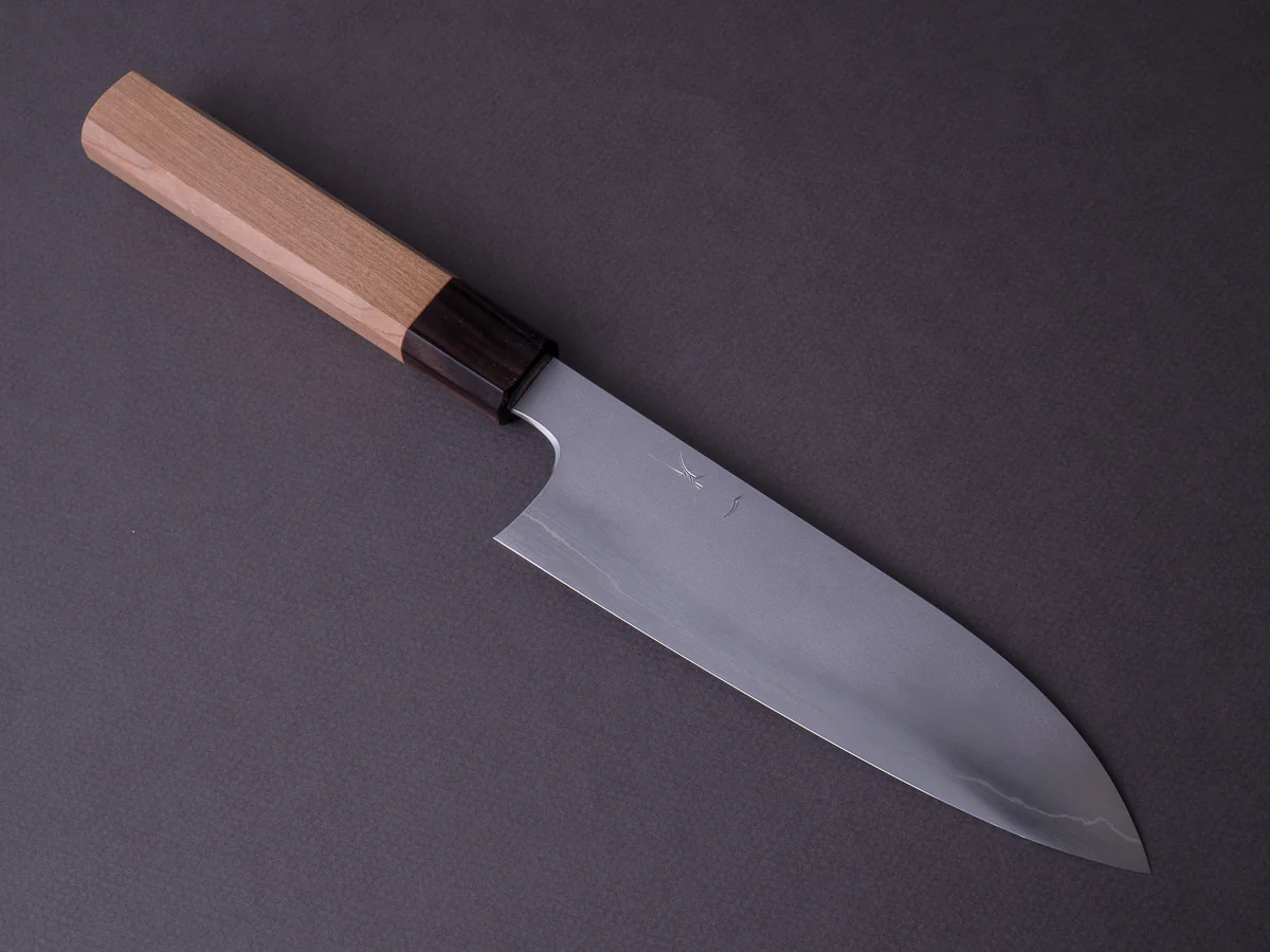 Hitohira - Kikuchiyo x Yohei - Ginsan - Kasumi - 180mm Santoku - Cherry Wood Handle - Image 8