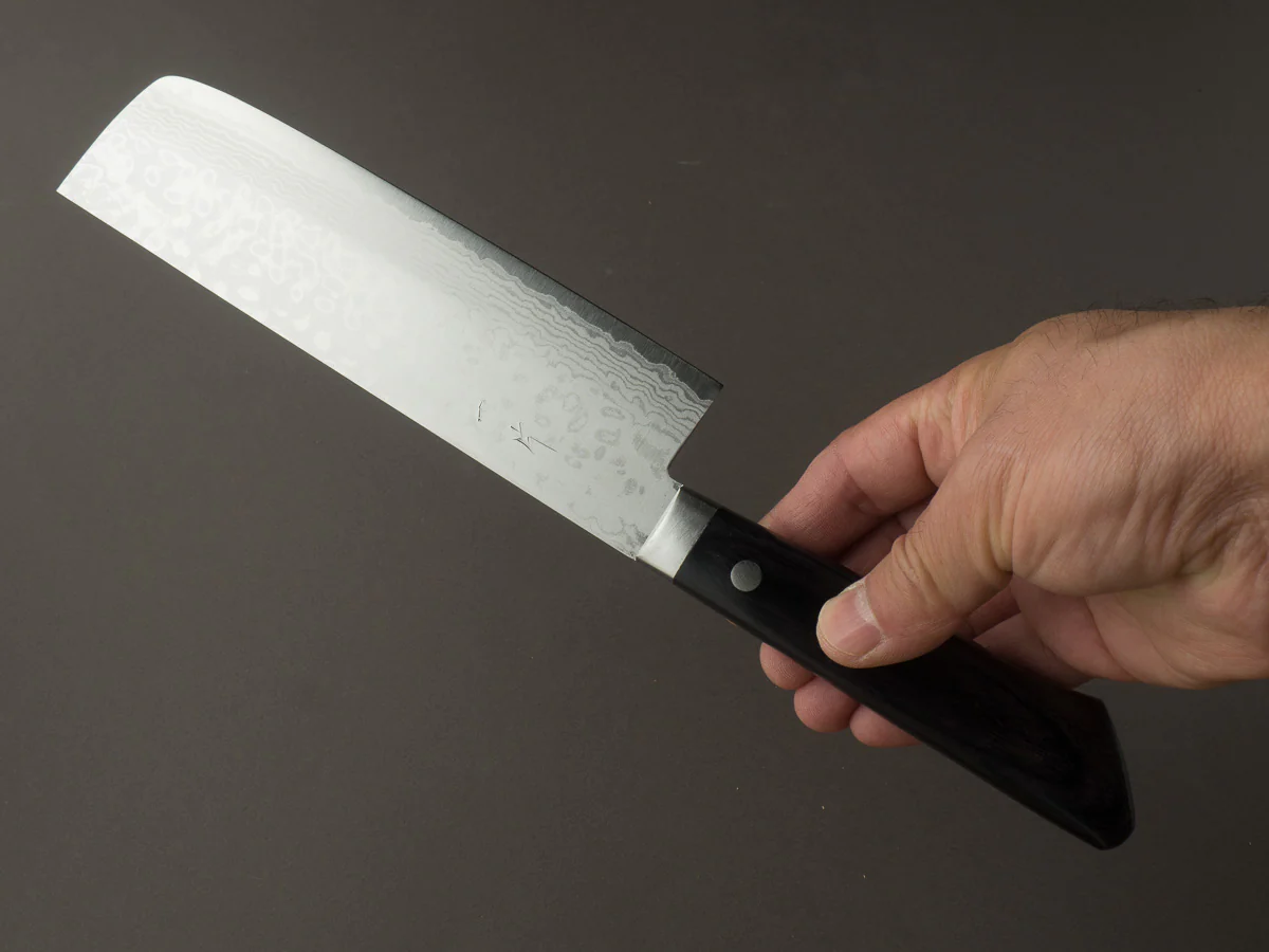 Hitohira - NM - V10 Damascus - 165mm Nakiri - Pakka Handle - Image 5