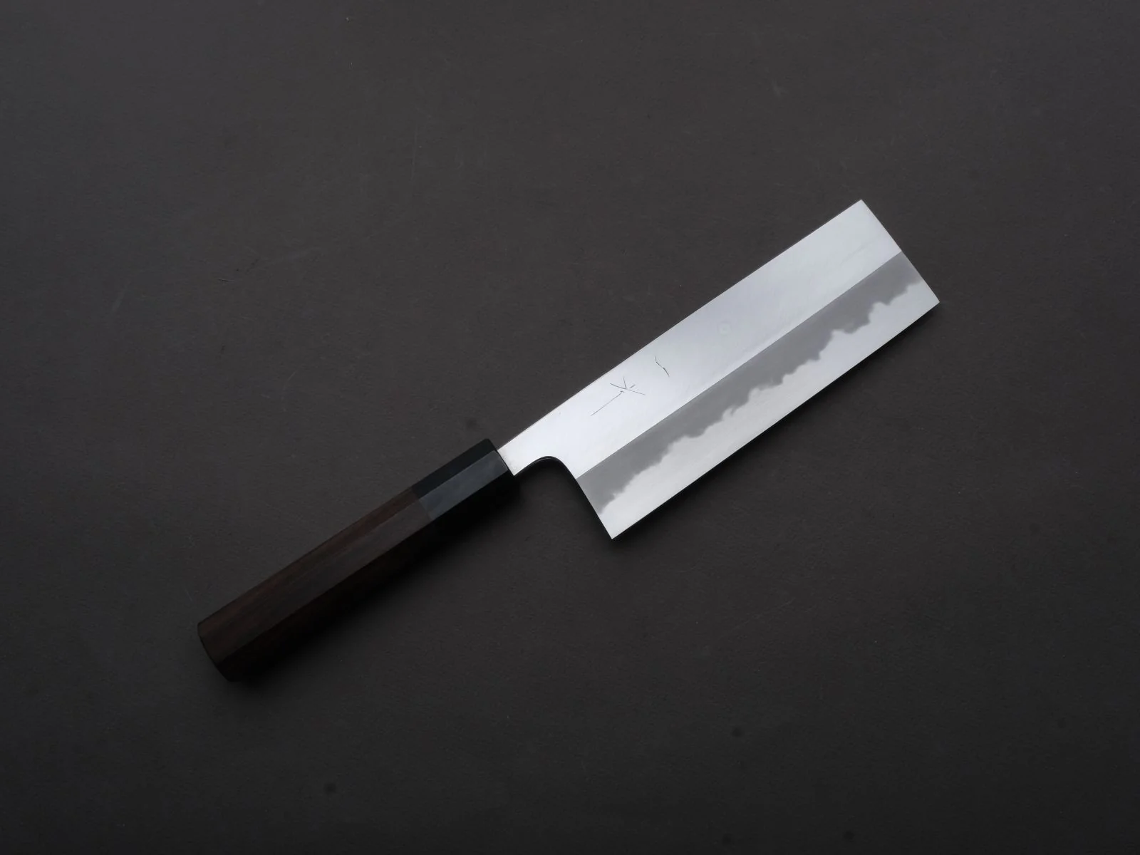 Hitohira - Tanaka Kyuzo - Blue #1 - Migaki - Nakiri - 165mm - Taihei Makassar Ebony Handle (Kaku)