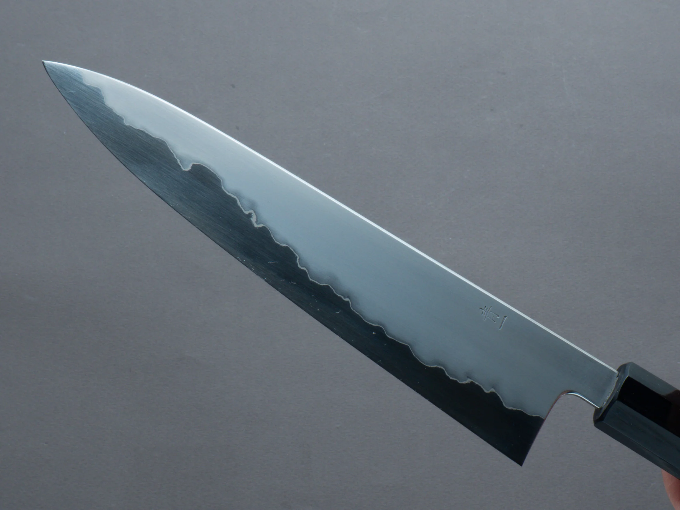 Hitohira - Tanaka x Izo - Blue #1 - Stainless Clad - Gyuto - 210mm - Ziricote Handle - Image 3