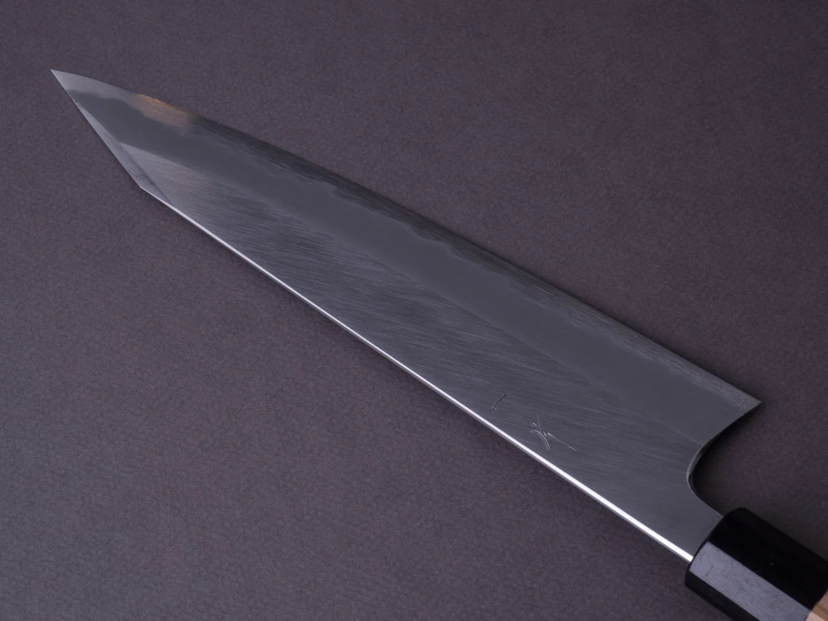 Hitohira - Tanaka x Kyuzo - Blue #1 Migaki - 240mm Kiritsuke Gyuto - Yakusugi Cedar Handle - Image 5