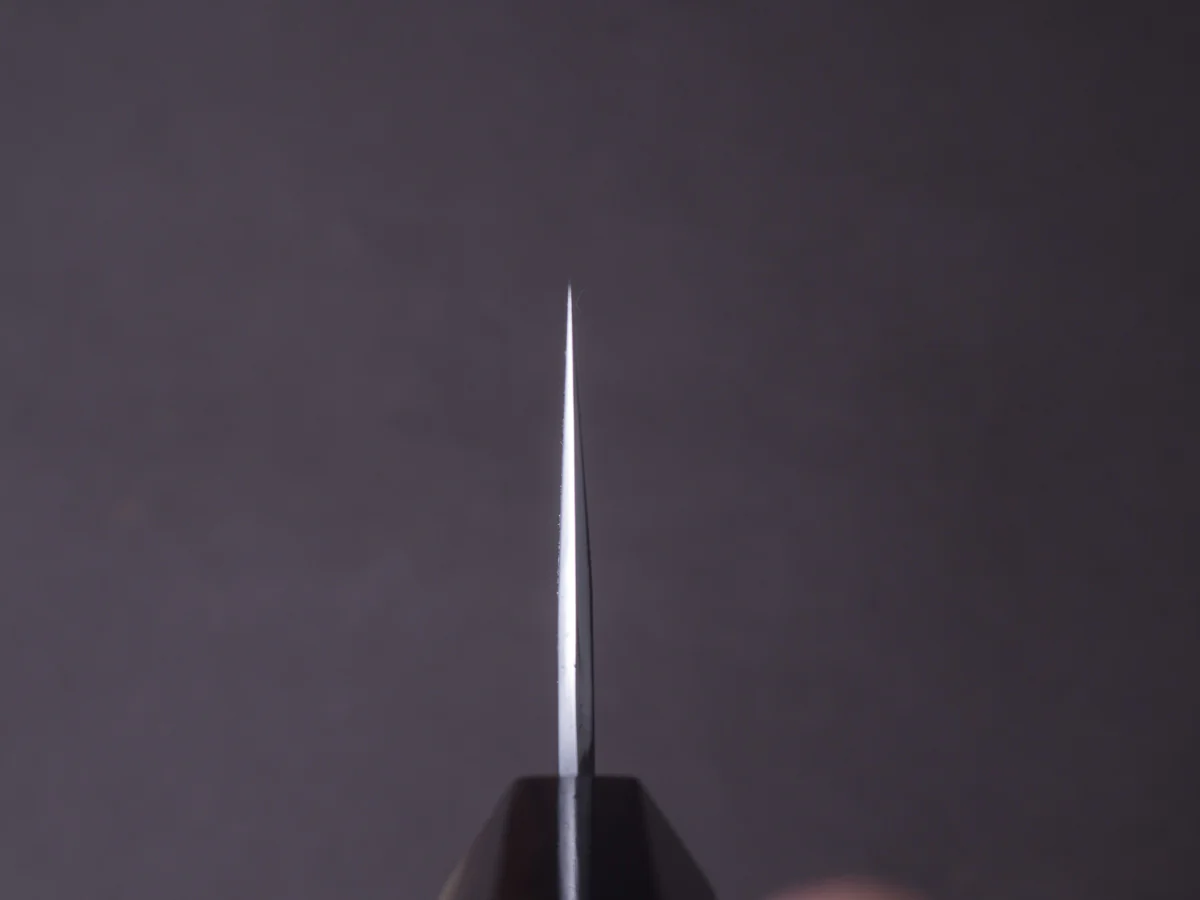 Hitohira - Tanaka x Kyuzo - Blue #1 Migaki - Gyuto 240mm - Taihei Makassar Ebony Handle - Image 9