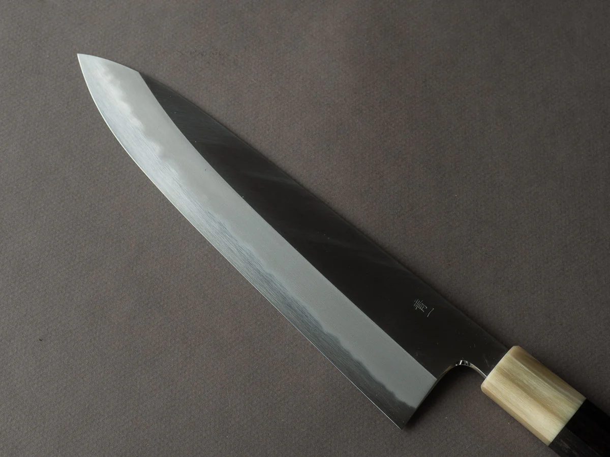 Hitohira - Tanaka x Kyuzo - Blue #1 Migaki - Gyuto 240mm - Ebony Handle - Extra Height - Image 4