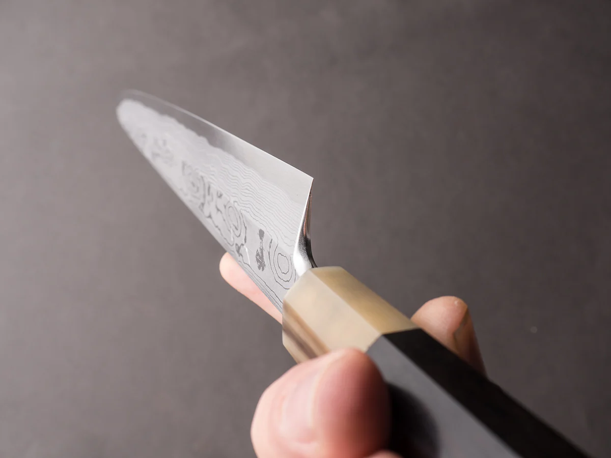 Hitohira - Tanaka x Manzo - Blue #1 Damascus - 300mm Yanagiba - Ebony Handle - Image 3