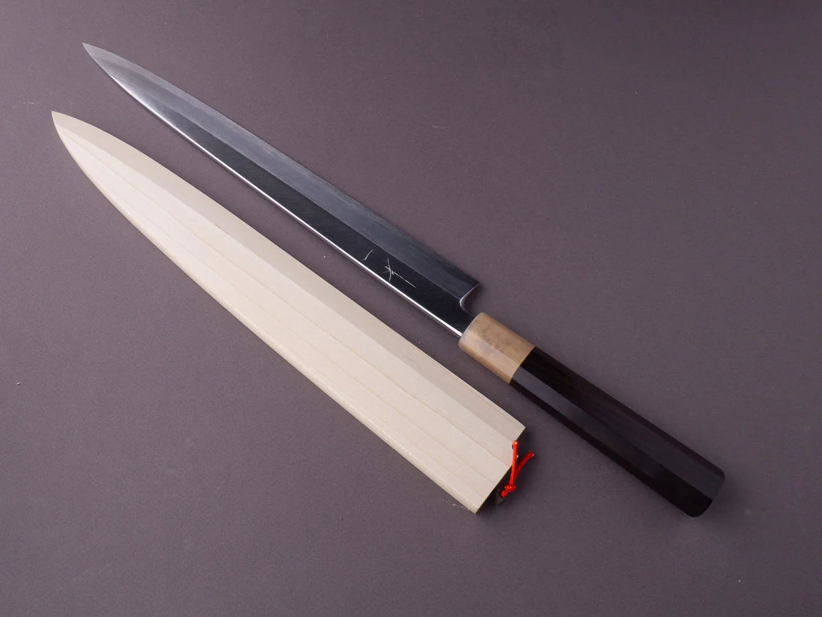 Hitohira - Tanaka x Manzo - White #2 - 300mm Yanagiba - Ebony Handle - Image 10