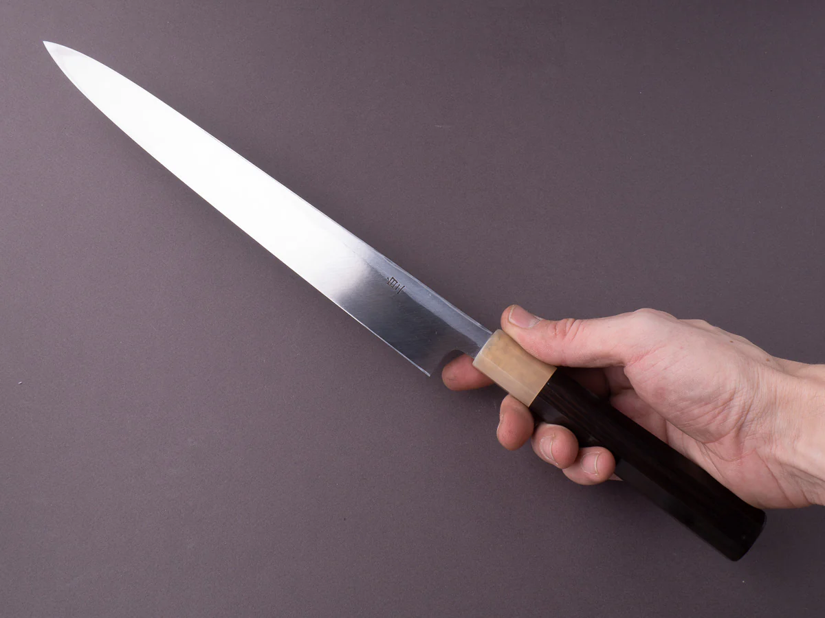 Hitohira - Tanaka x Manzo - White #2 - 300mm Yanagiba - Ebony Handle - Image 7