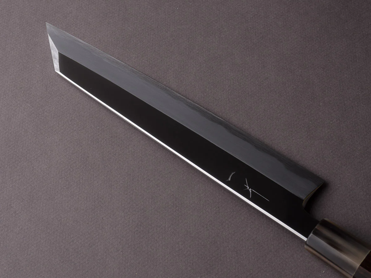 Hitohira - Tanaka x Mosuke - Blue #1 - Mirror Polished - Kiritsuke - 240mm - Ebony Handle - Saya - Image 2
