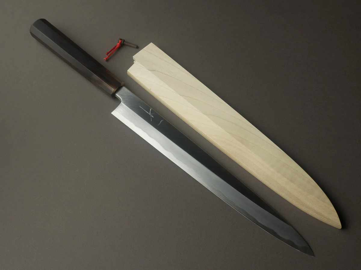 Hitohira - Tanaka x Mosuke - Blue #1 - 270mm Yanagiba - Ebony Handle - Image 12