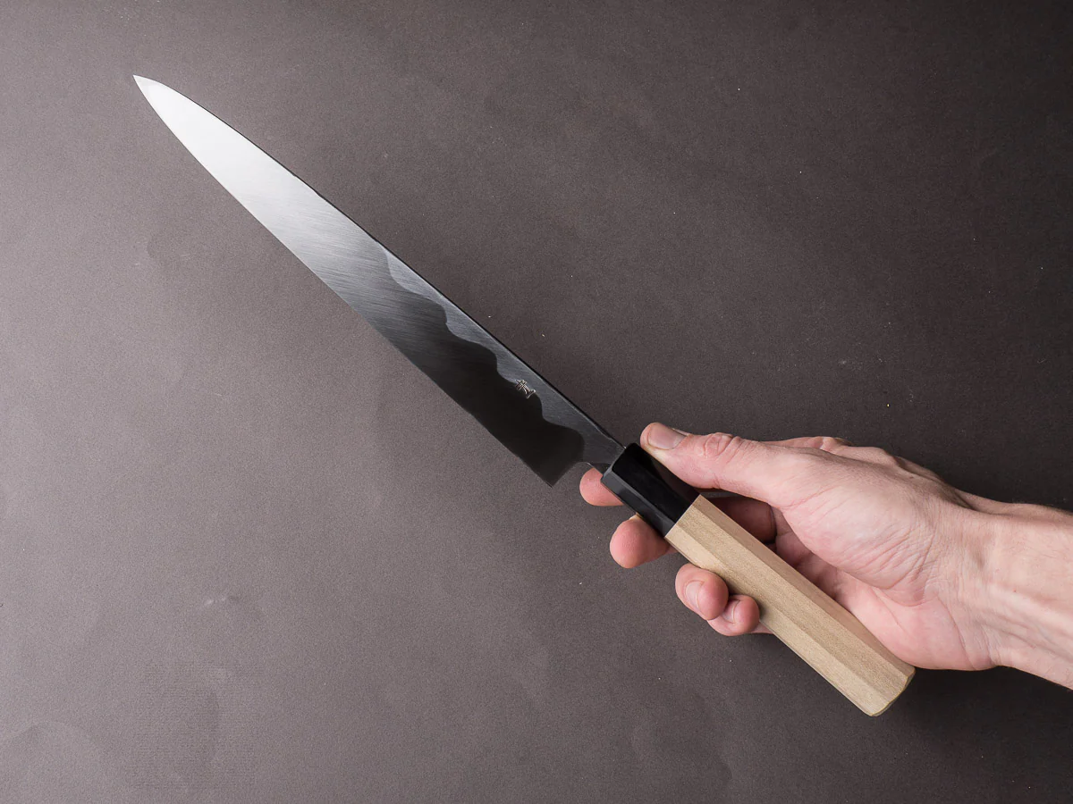 Hitohira - Tanaka x Mosuke - Blue #1 - 270mm Yanagiba - Ho Wood Handle - Image 7