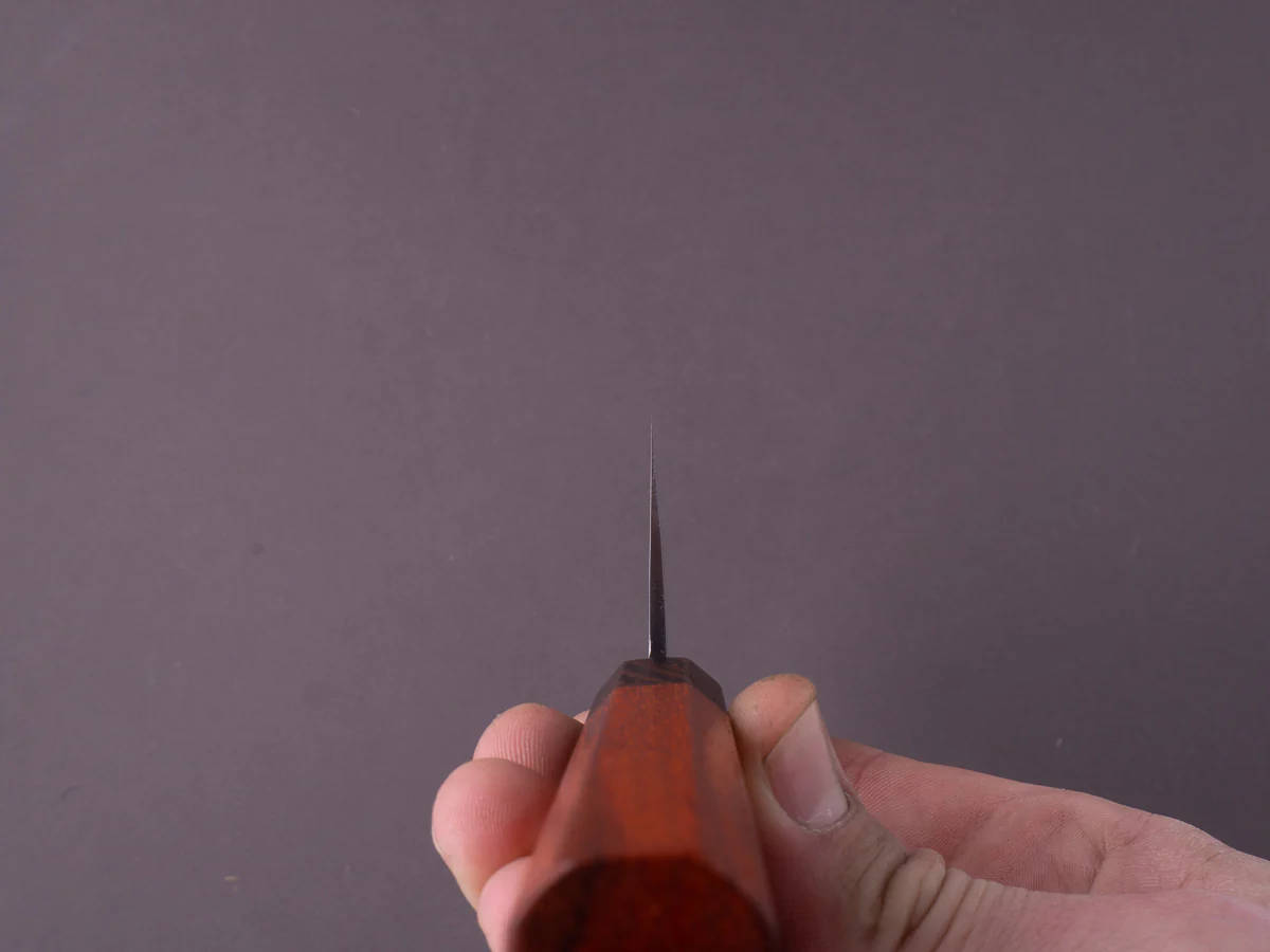 Hitohira - TD - Blue #2 - Stainless Clad - Kurouchi - Nakiri - 165mm - Padauk Handle - Image 9