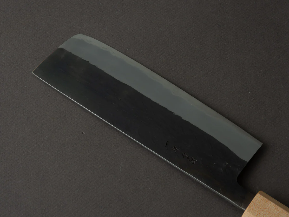 Hitohira - TD - Blue #2 - Stainless Clad - Kurouchi - Nakiri - 165mm - Walnut Handle - Image 9