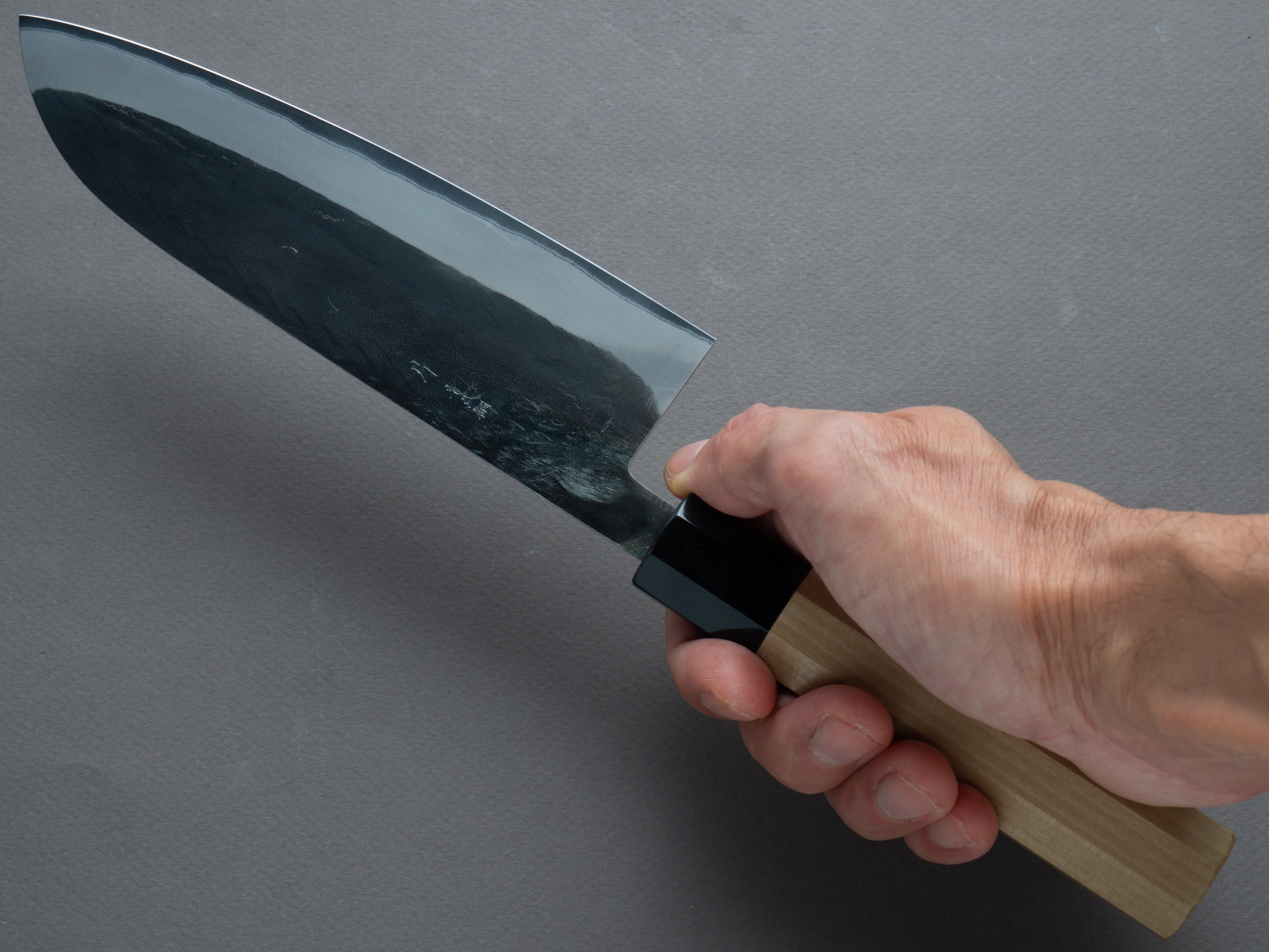 Hitohira - TD - Blue #2 - Stainless Clad - Kurouchi - Santoku - 165mm - Magnolia Handle - Image 7