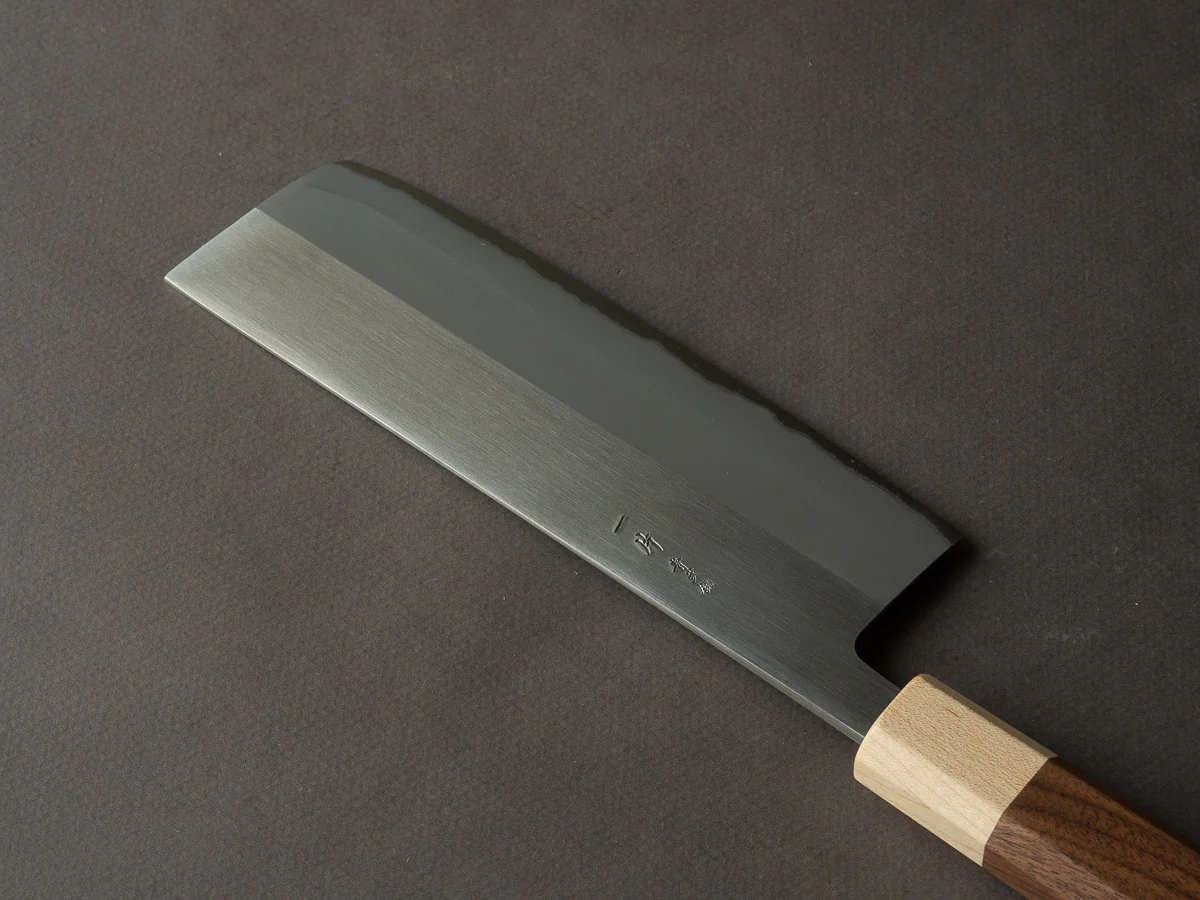 Hitohira - TD - Blue #2 - Stainless Clad - Migaki - Nakiri - 165mm - Walnut Handle - Image 2