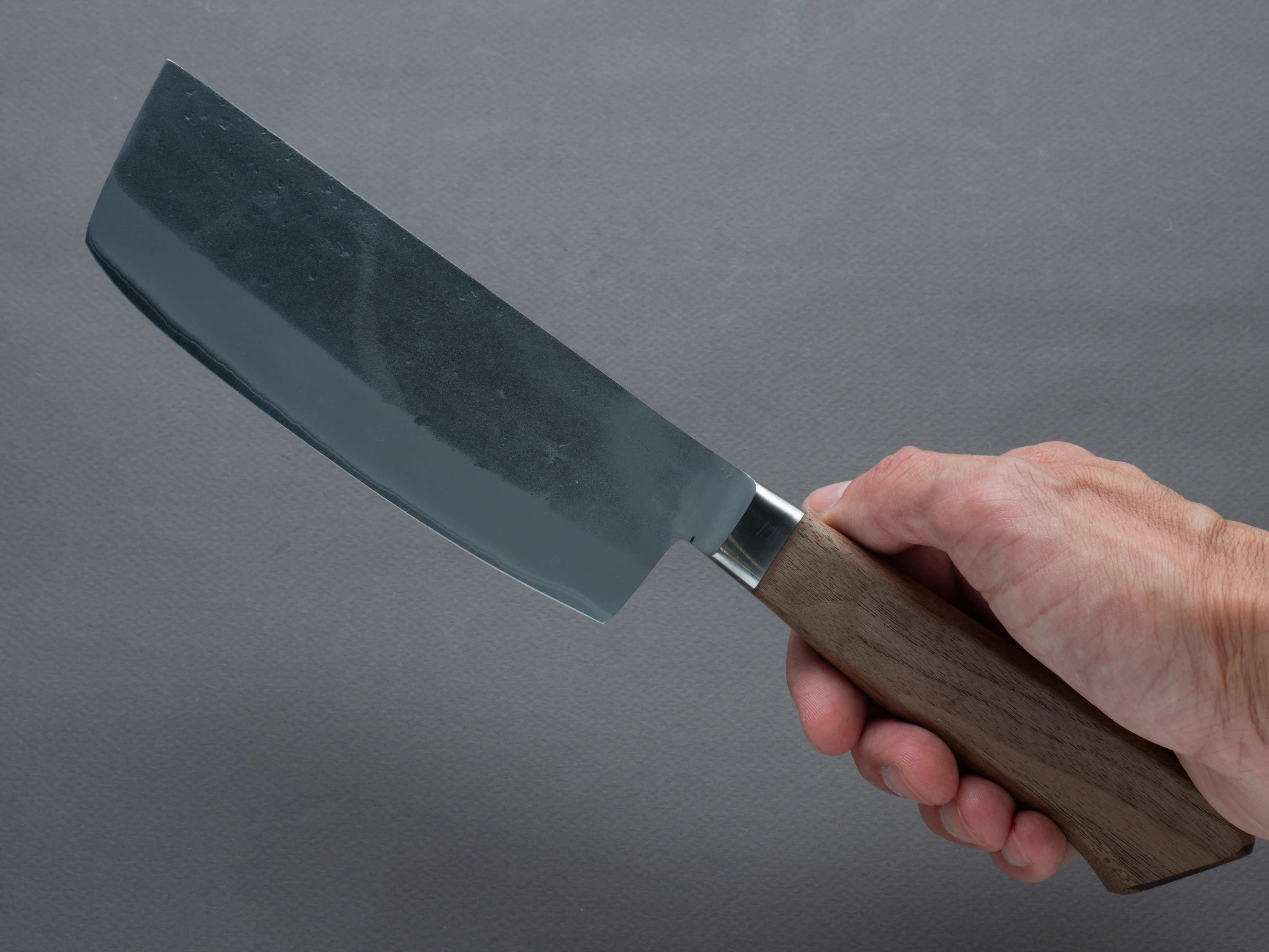 Hitohira - TD - Blue #2 - Stainless Clad - Nashiji  - Nakiri - 150mm - Walnut Handle - Image 6