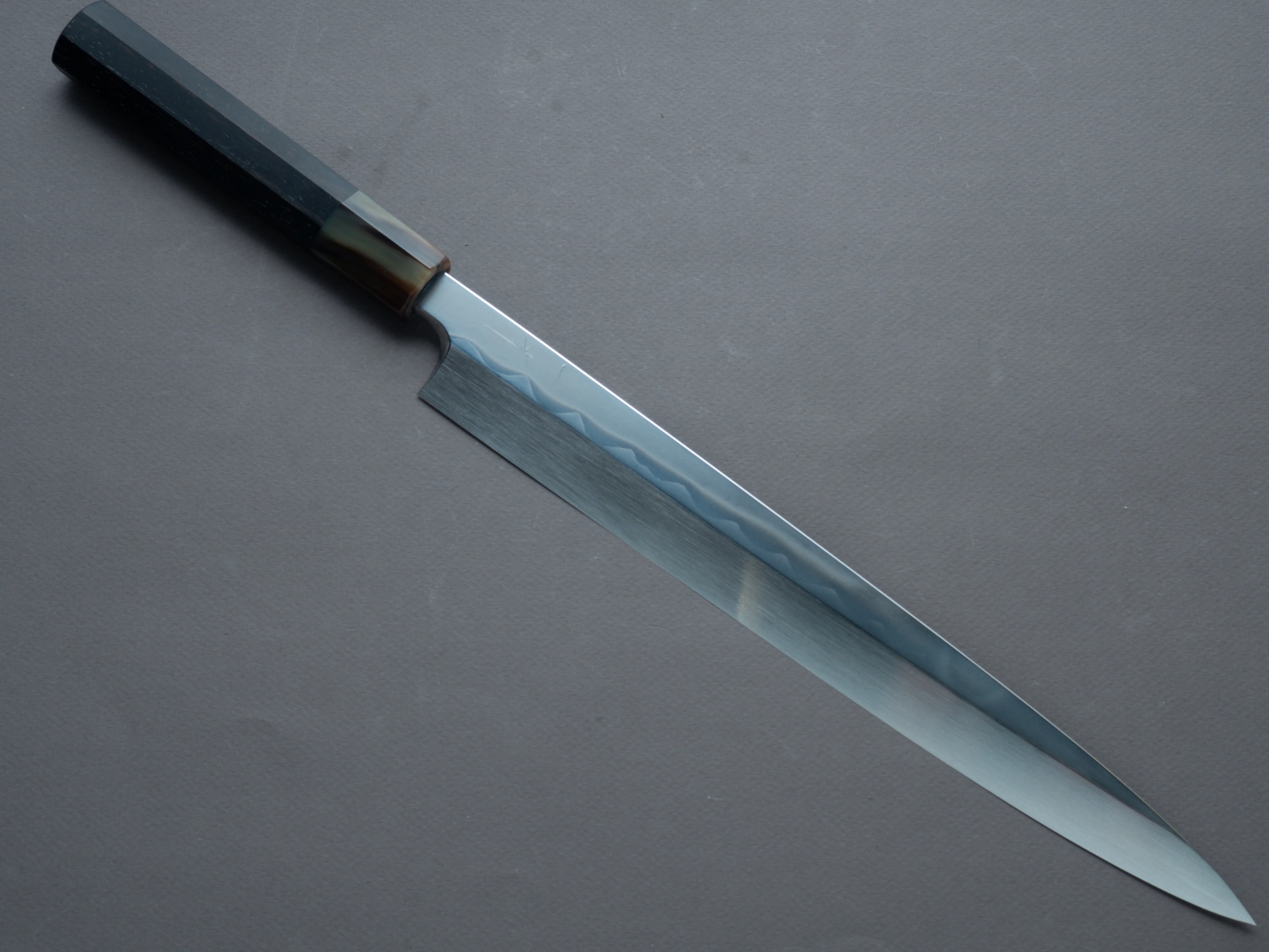 Hitohira - Togashi - Blue #1 - Mizu Honyaki - 300mm Yanagiba - Taihei Ebony Handle (Saya)