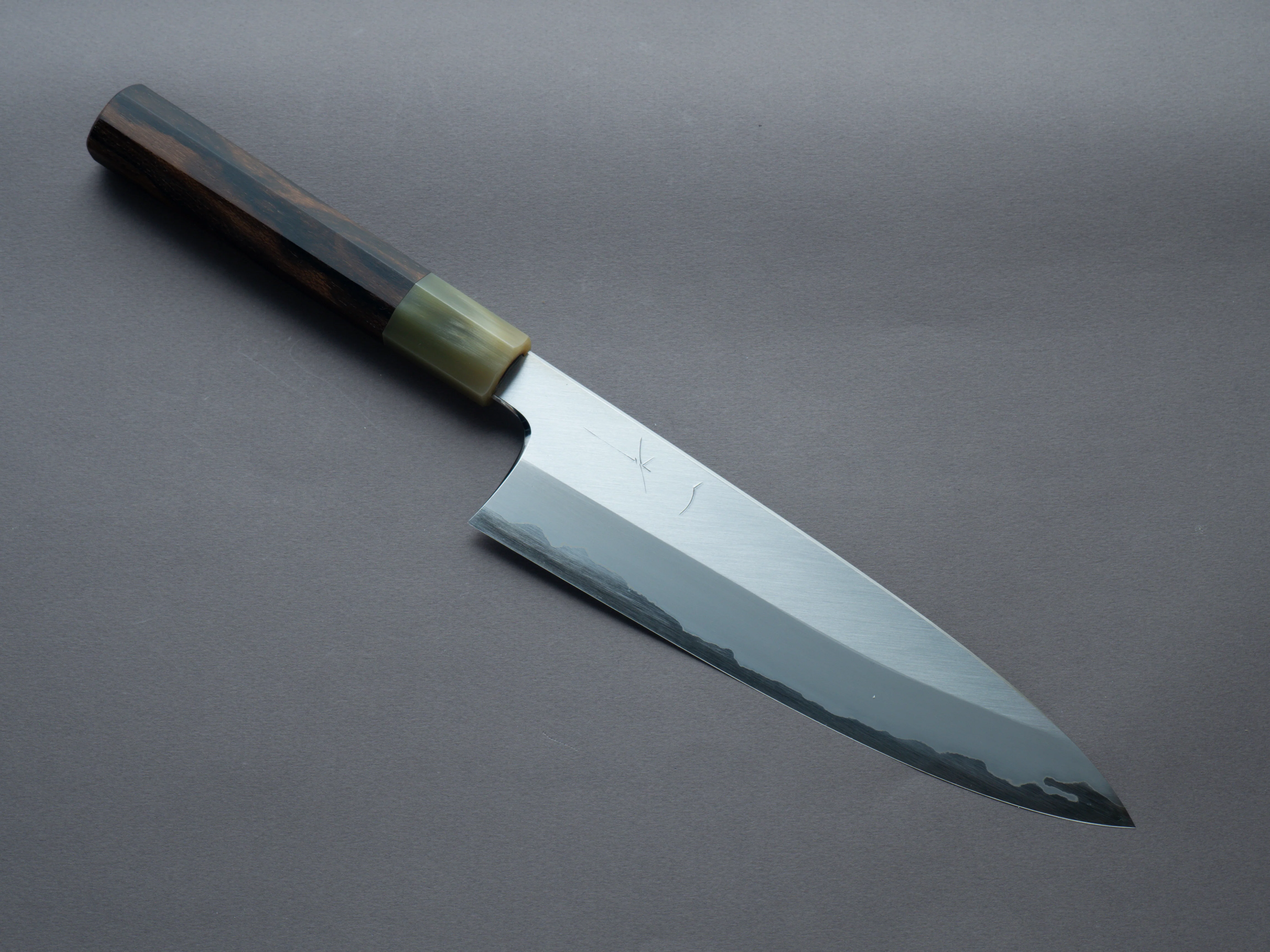 Hitohira - Togashi - Blue #1 Stainless Clad - Migaki - 210mm Gyuto - Ziricote Handle