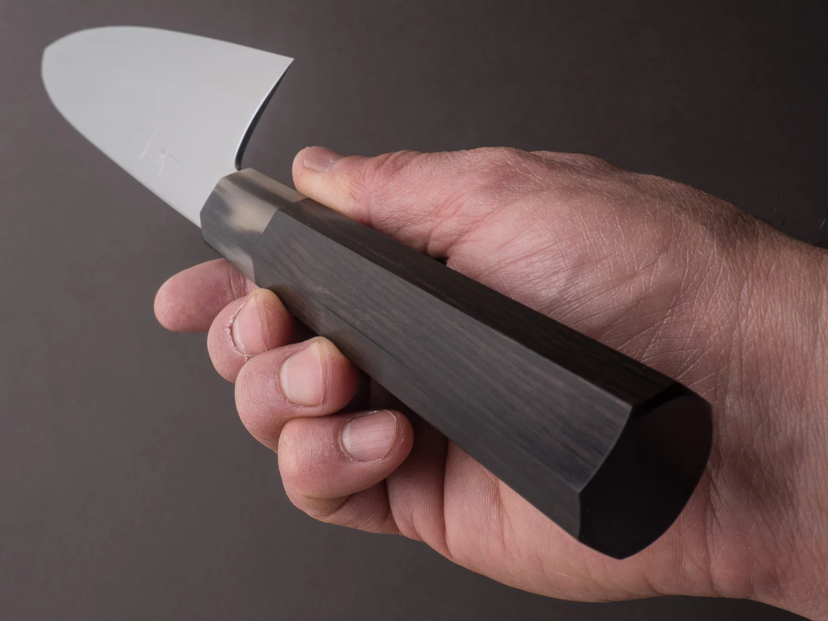 Hitohira - Togashi - White #1 - Damascus - 240mm Gyuto - Ebony Handle - Image 9