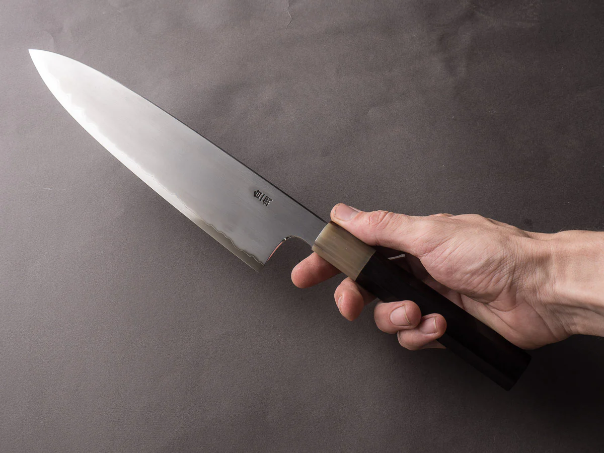 Hitohira - Togashi - White #1 - Stainless Clad - Kasumi - 240mm Gyuto - Ebony Handle - Image 3