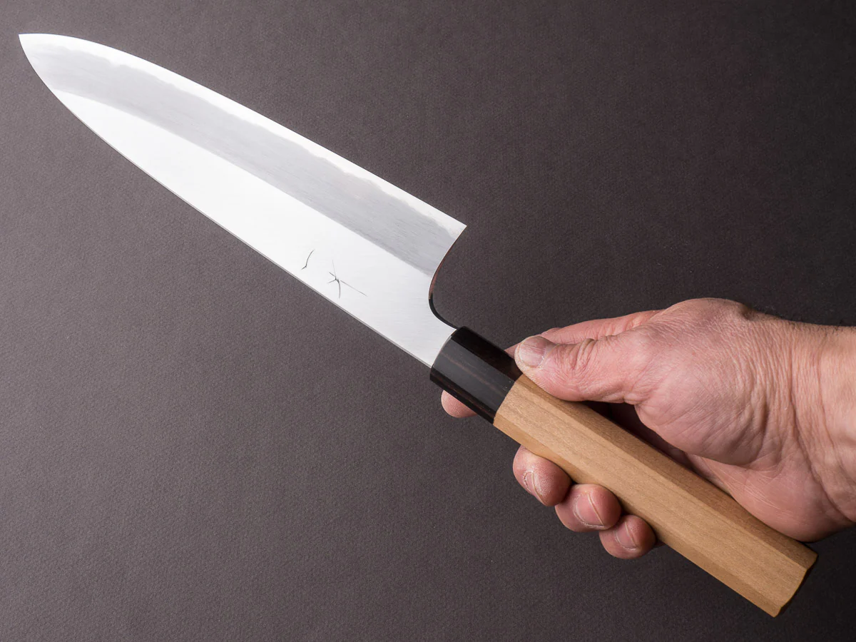 Hitohira - Togashi - White #1 - 240mm Gyuto - Cherry Handle - Image 5