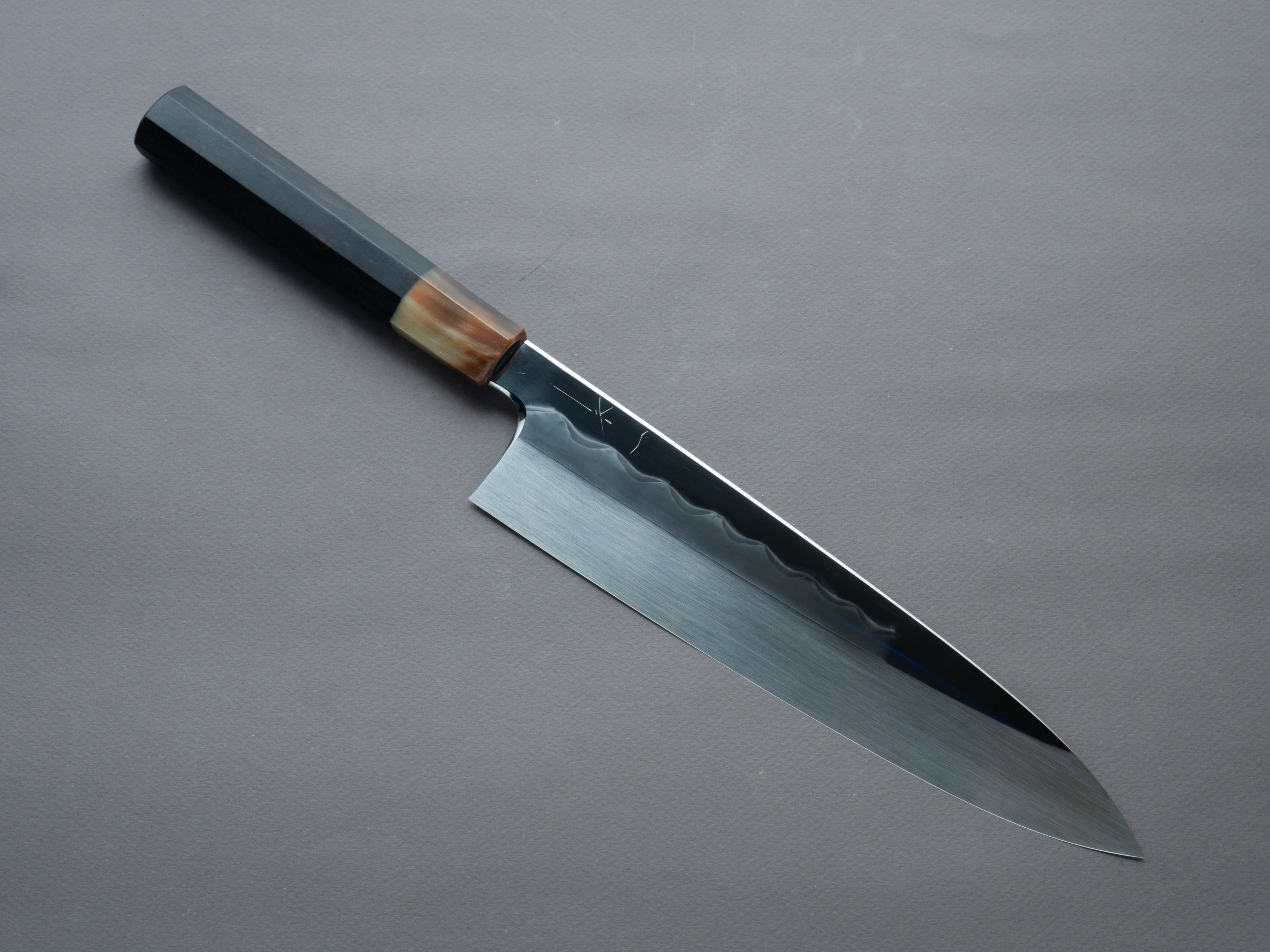 Hitohira - Togashi - White #1 - Notaremon Mizu Honyaki - 240mm Gyuto - Taihei Ebony Handle (#098/ Saya)