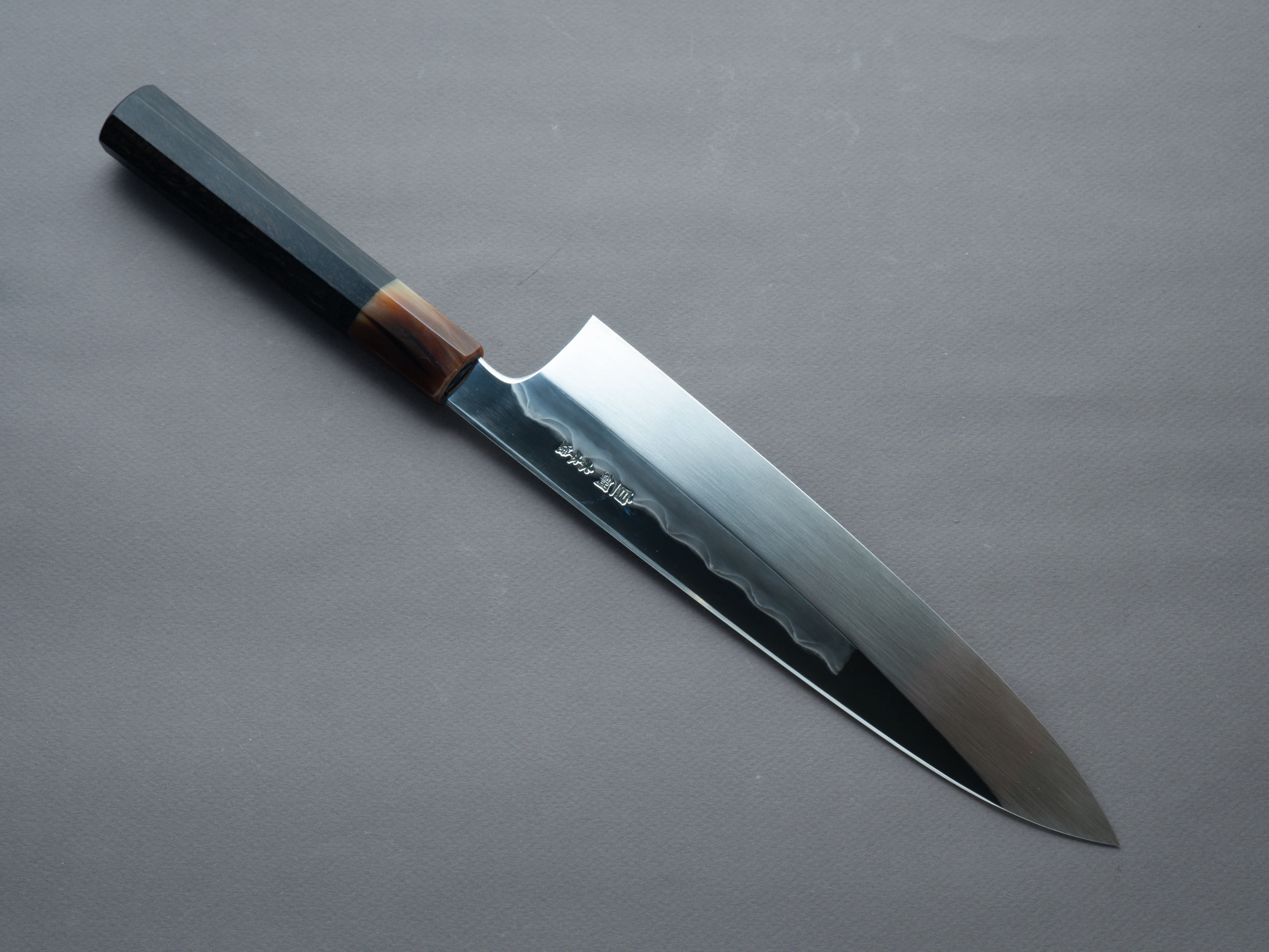 Hitohira - Togashi - White #1 - Notaremon Mizu Honyaki - 240mm Gyuto - Taihei Ebony Handle (#098/ Saya) - Image 2