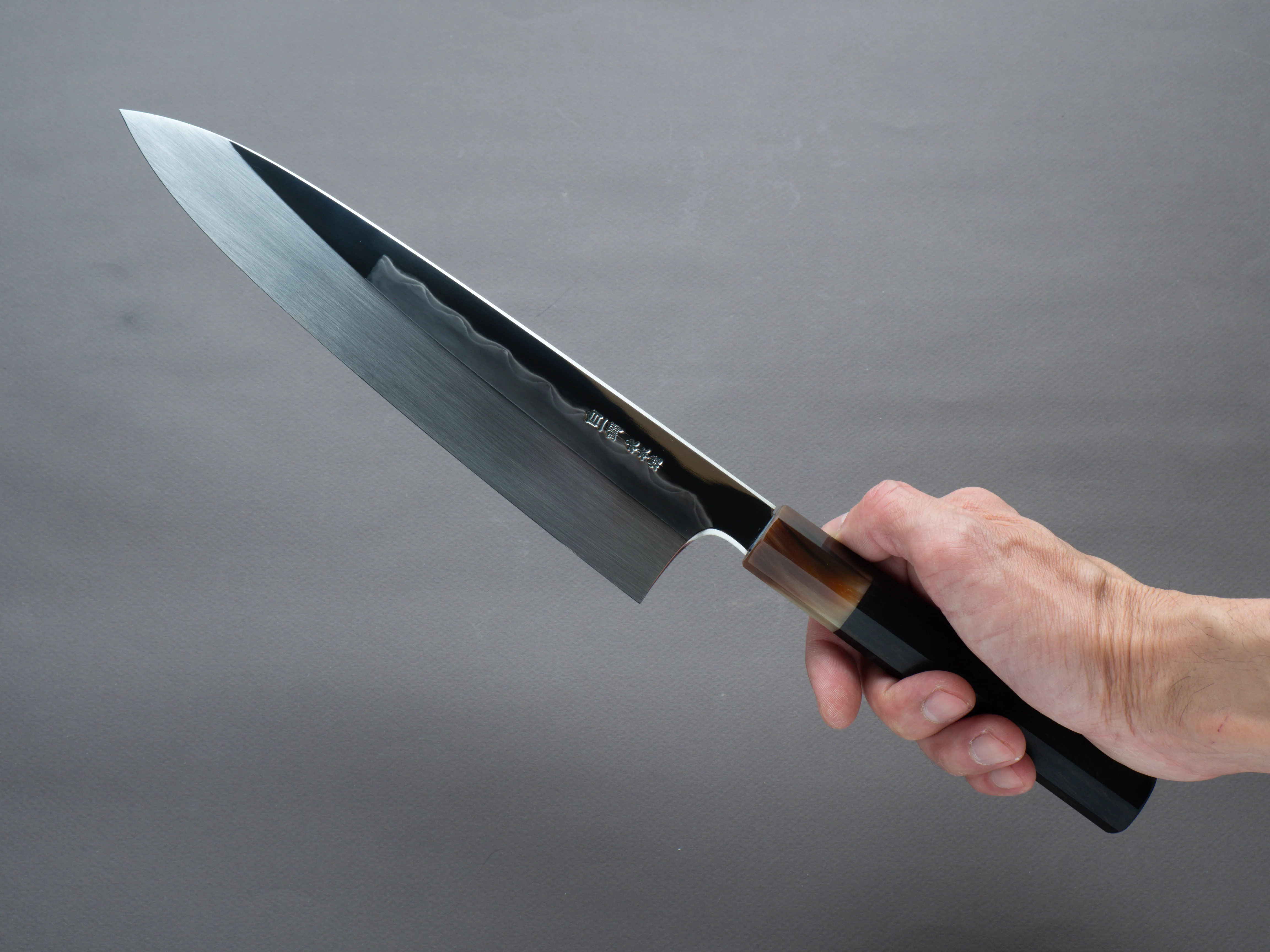 Hitohira - Togashi - White #1 - Notaremon Mizu Honyaki - 240mm Gyuto - Taihei Ebony Handle (#098/ Saya) - Image 6