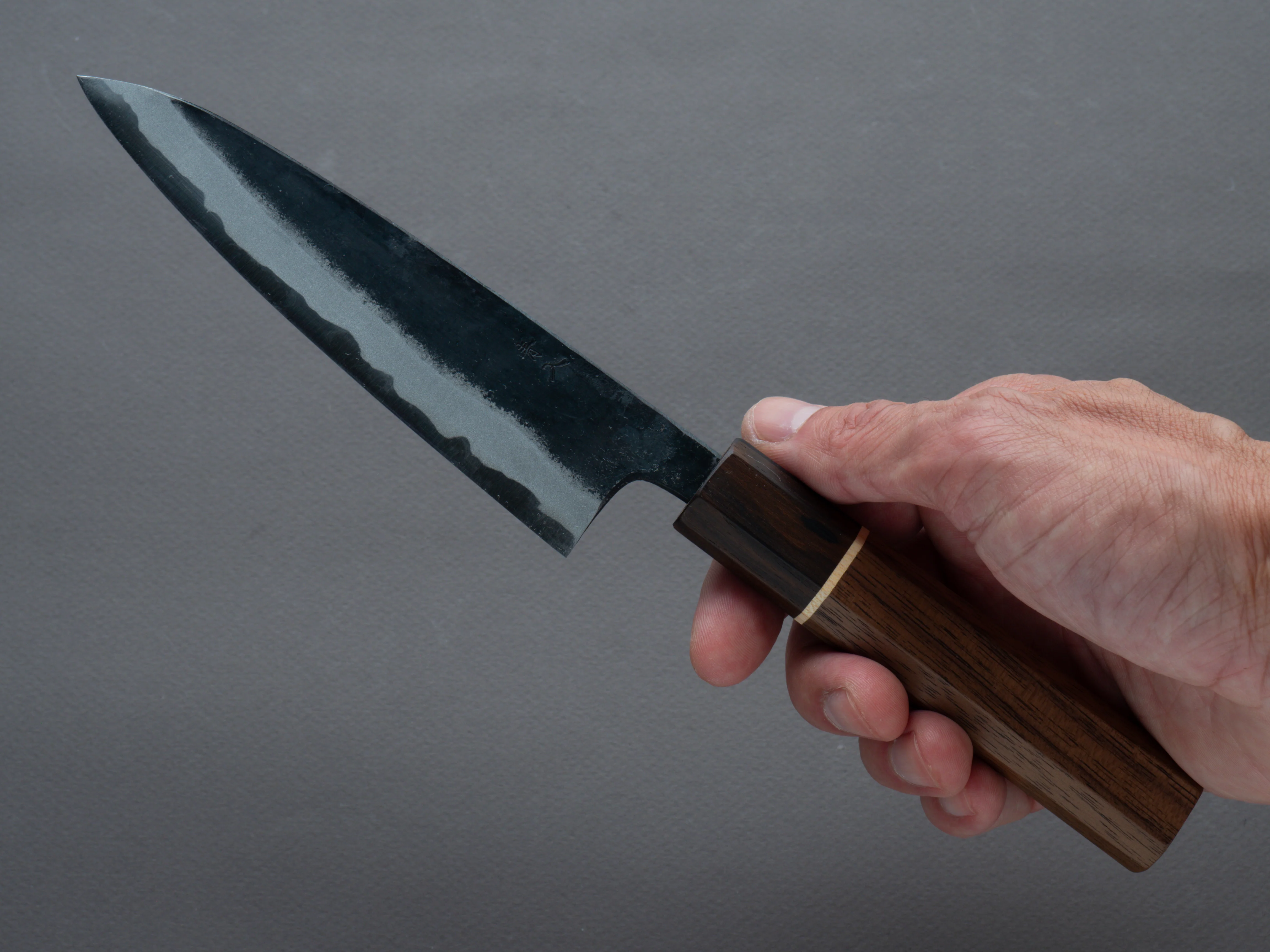 Hitohira - Tosa - Kurouchi - Blue #2 - 135mm Petty - Walnut Handle (Ziricote Ferrule) - Image 6