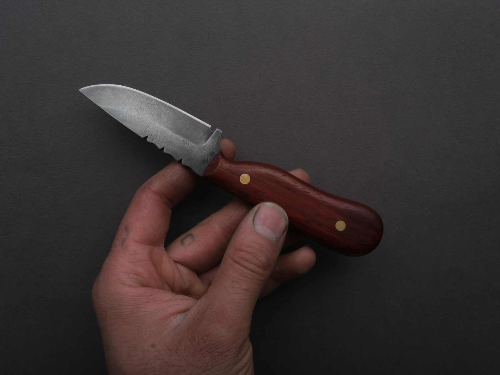 Jordan Kepler - Fixed Blade - Small Ridge Runner - 80CrV2 - Forced Patina - 2.5" - Padauk Handle - Image 2